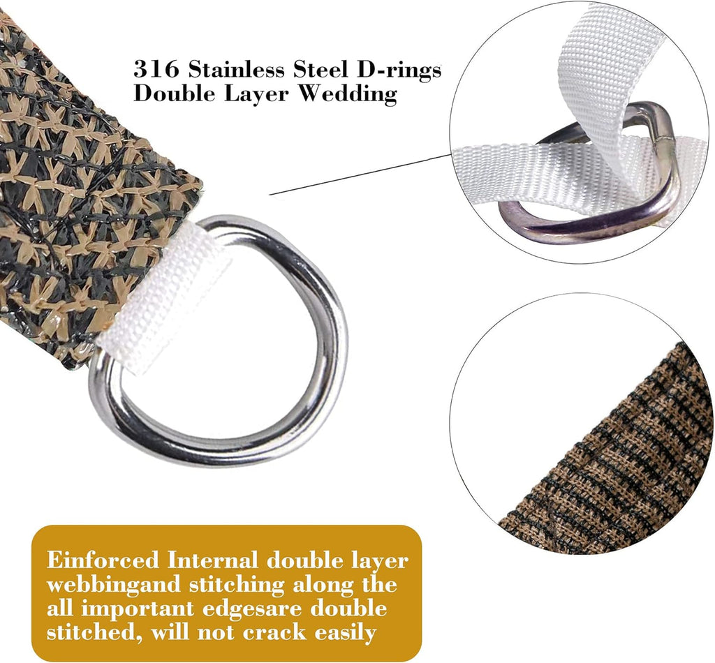 14' x 15' Brown Rectangle Sun Shade Sail SSP1212 Canopy Durable Fabric UV Block Awning,We Make Custom Orders