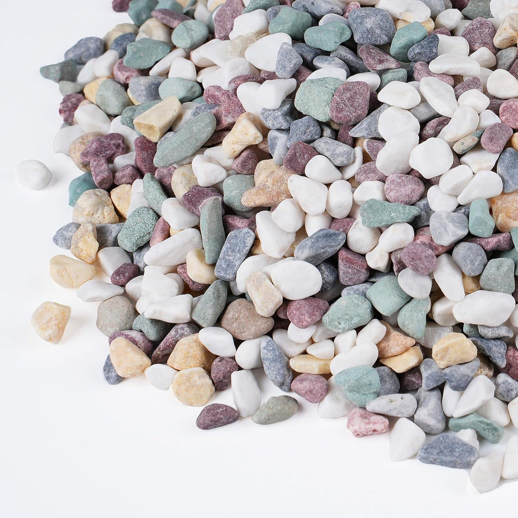 5 lbs Pea Gravel for Plants, Aquarium, Fish Tank, 3/8 inch Decorative Pebbles for Indoor Plants, Succulent, Bamboo, Vase, Drainage Rocks for Potted Plants, Top Dressing, Mixed Color