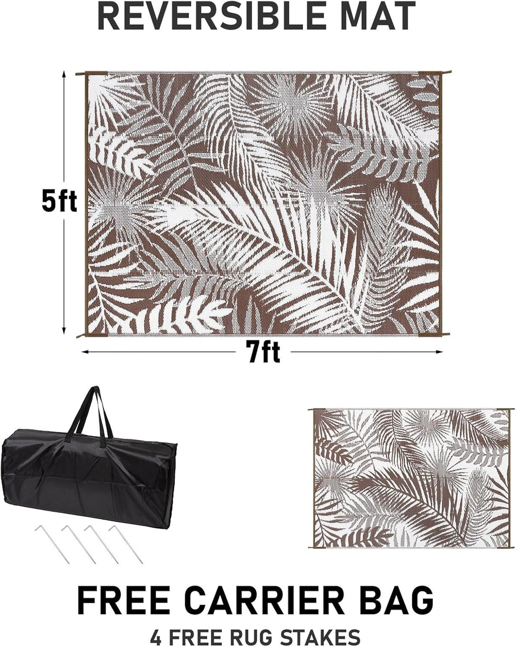 HiiARug Outdoor Rug 5x7Ft Outdoor Plastic Straw Rug Waterproof Outdoor Rugs for Patios Clearance Reversible Patio Mat Outdoor Carpet for Patio Camping Porch Deck RV Camper Backyard