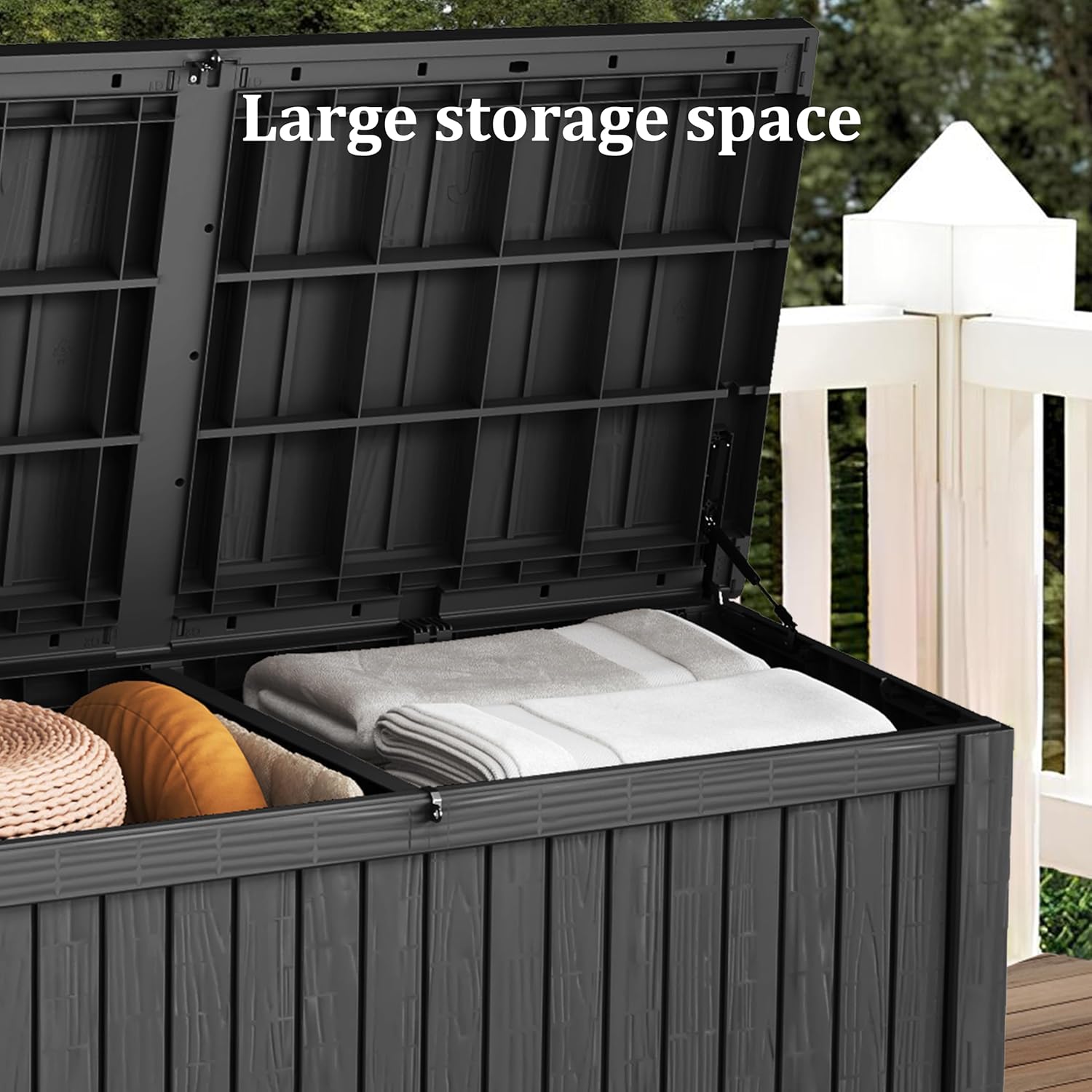 200 Gallon Outdoor Storage Box - Waterproof Patio Deck Box for Outside Deliveries, All-Weather Resin Bin with Lock for Cushions & Tools, UV-Resistant, Matte Black
