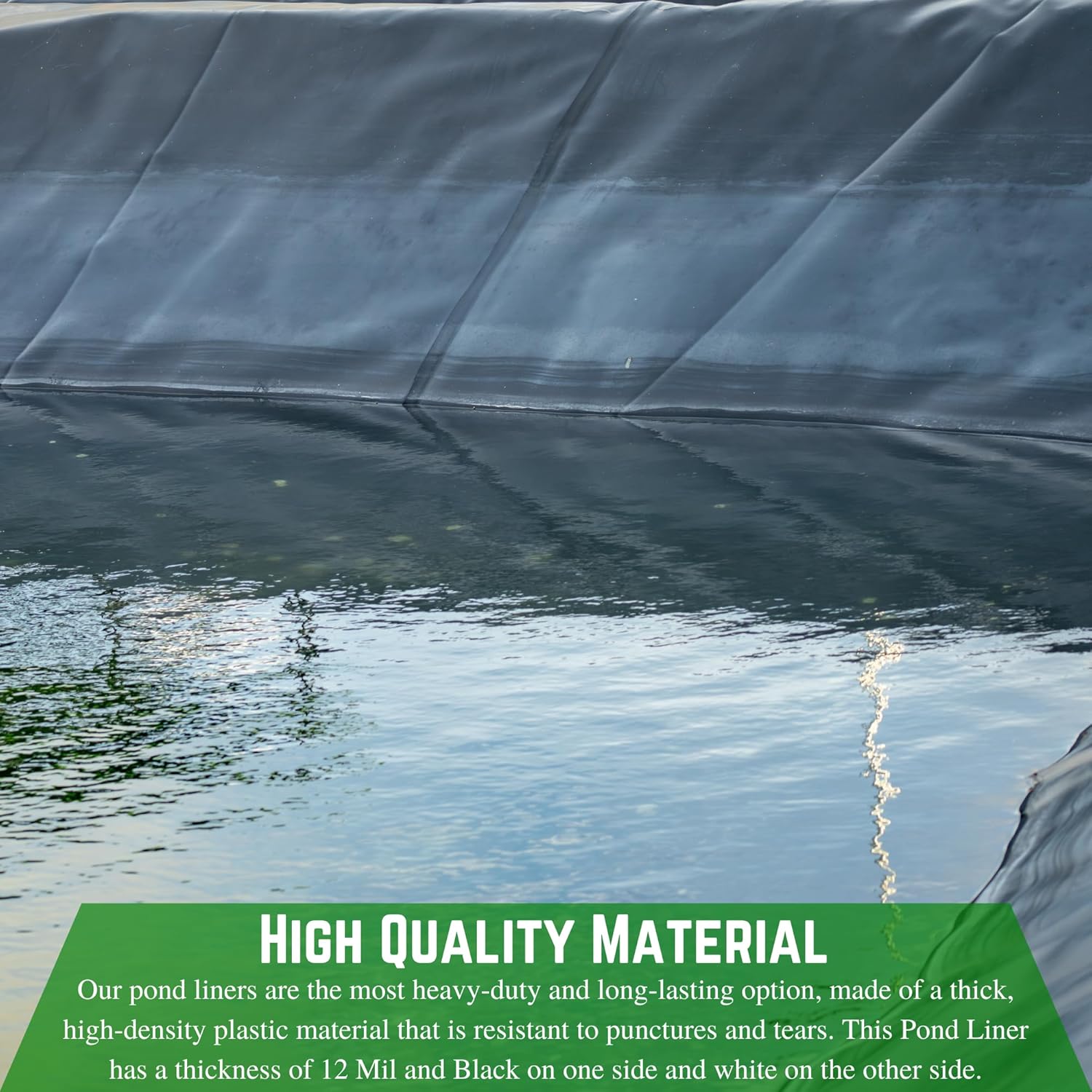 Farm Plastic Supply - 12 Mil String Reinforced Black/White Pond Liner - 12 Mil Fish Pond HDPE Liner, Pond Liners for Outdoor Ponds, Koi Ponds, Garden Fountain, Containment Liner (6' x 50')