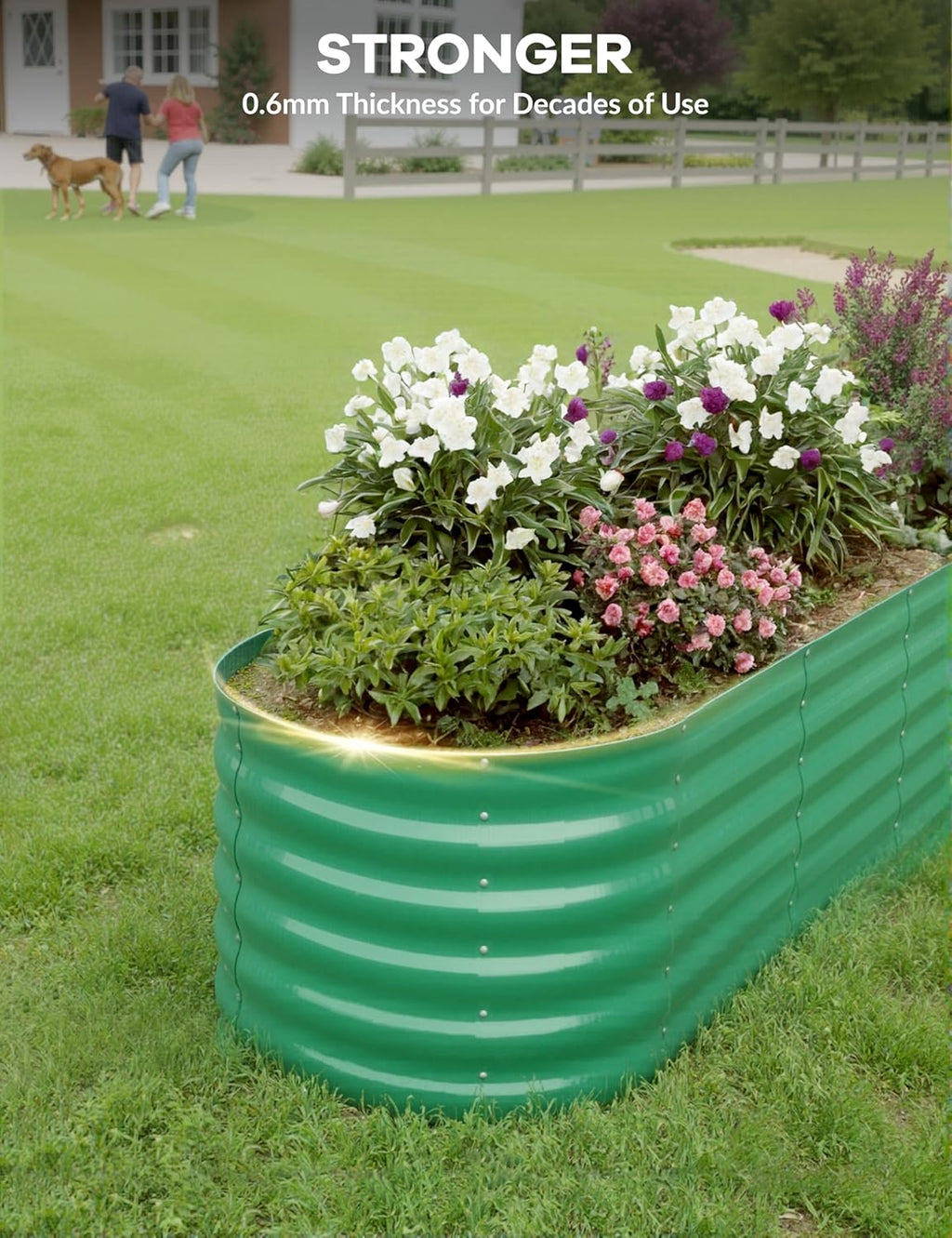 2 Pcs Raised Garden Beds Outdoor 8x2x1.5 ft - Galvanized Steel Planter Box for Vegetables, Flowers, Rust-Resistant Garden Box, Easy Assembly Raised Beds, Durable Planters for Outdoor Plants, Green