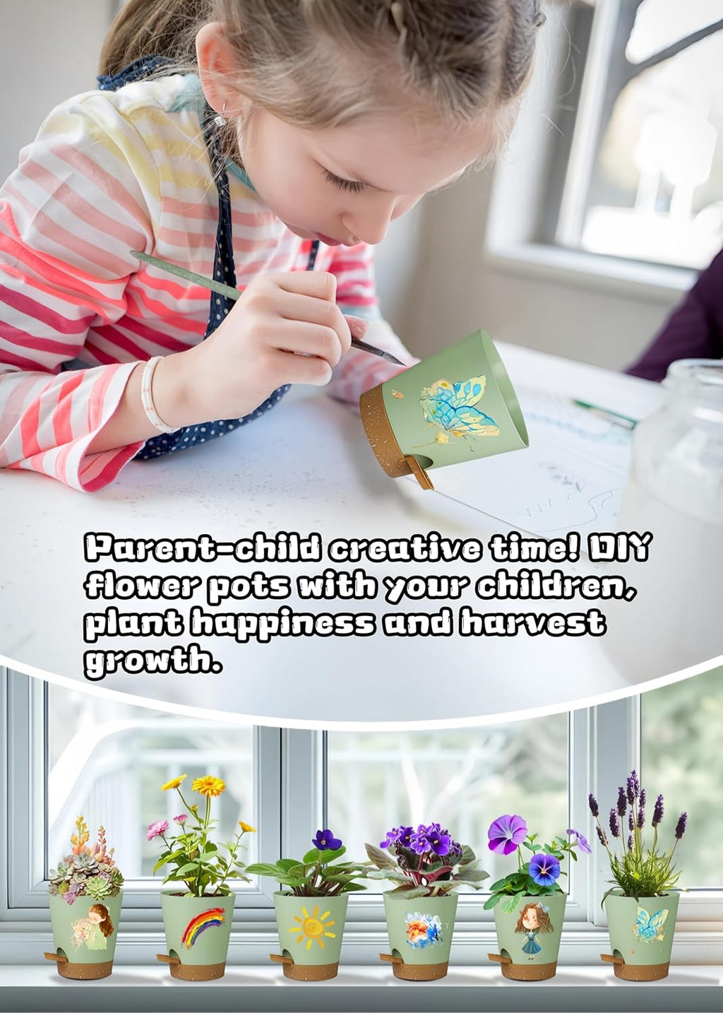 12 Pack 4 Inch Self Watering Plant Pots with Drainage and Saucers，Plastic Flower Pots for Indoor and Outdoor Plants, Nursery Planters for Houseplants and Herbs Green Brown, 4 inch 12pcs