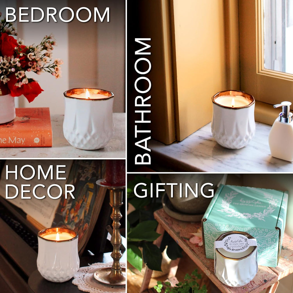 The Growing Candle, Lilac Scented Aromatherapy Candles, 9oz Pot, 100% Soy, Astrid