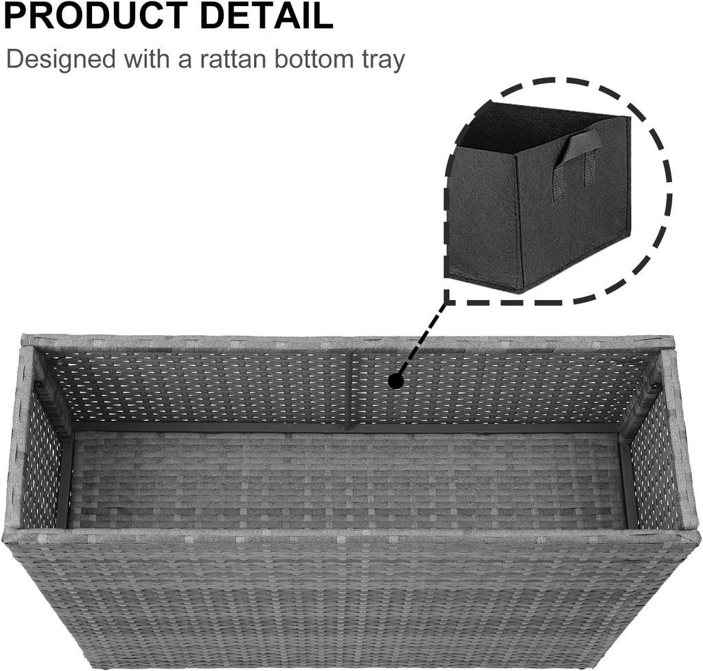 SUNNYPARK Tall Rectangular Planter with Removable Liner, All-Weather PE Rattan Large Modern Planters Indoor Outdoor Flower Plant Pots Garden Box Patio Yard Front Porch Deck