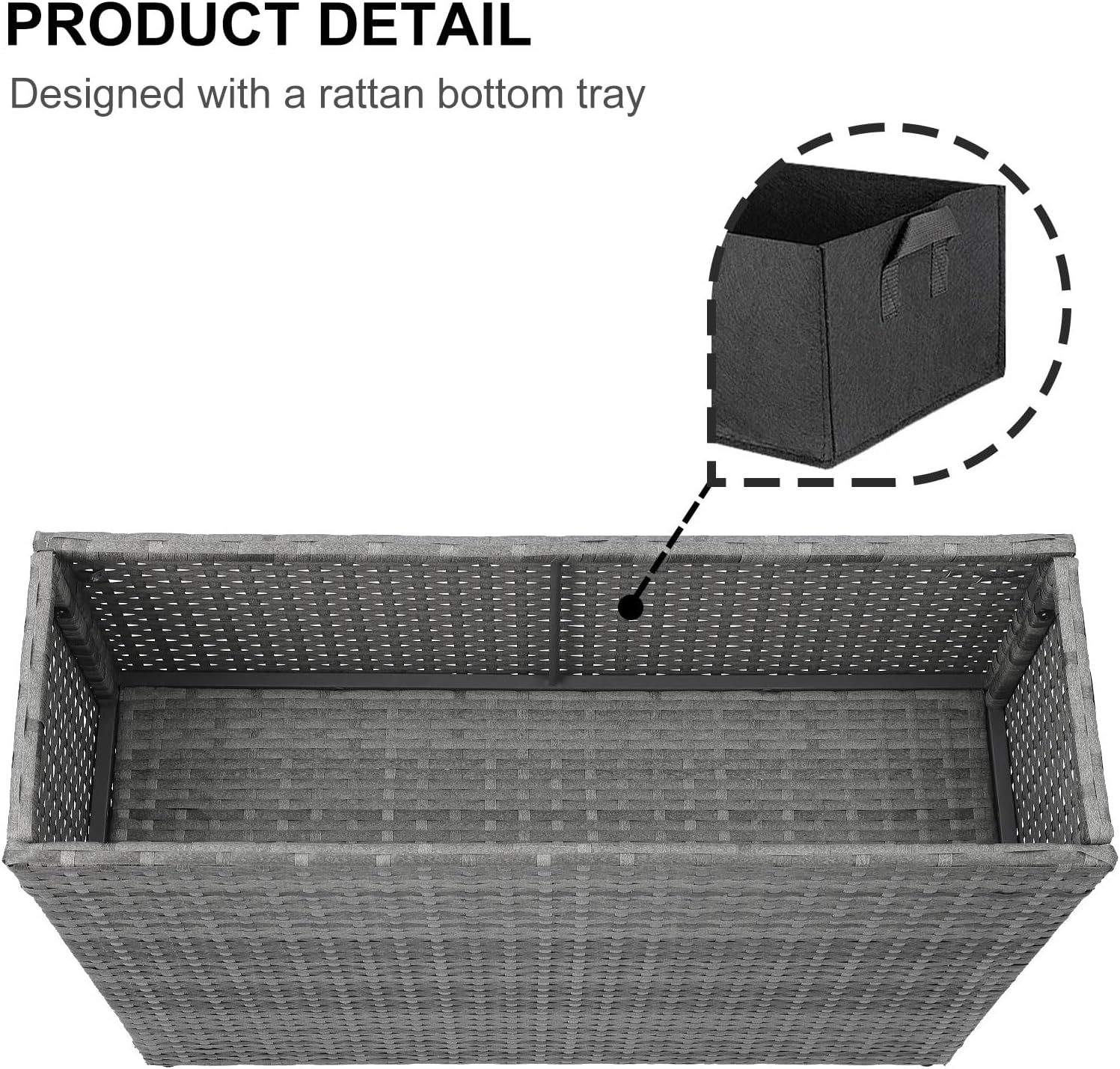 SUNNYPARK Tall Rectangular Planter with Removable Liner, All-Weather PE Rattan Large Modern Planters Indoor Outdoor Flower Plant Pots Garden Box Patio Yard Front Porch Deck