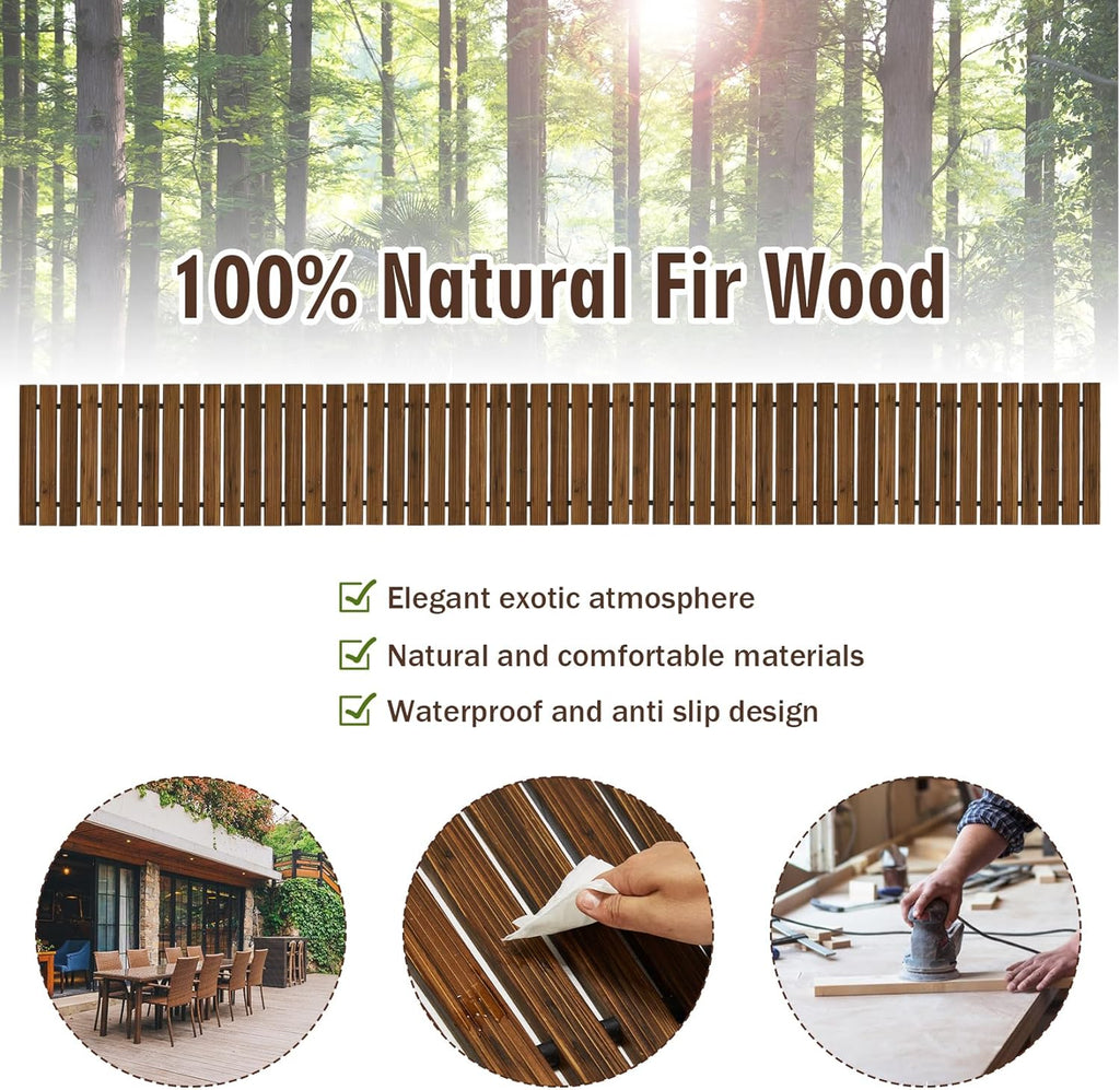 12FT Wooden Garden Pathway,Outdoor Roll Out Decorative Straight Walkway,Weather-Resistant Patio Path,Non-Slip Pavers Boardwalk for Garden, Backyard, Beach, Wedding Party Pathways