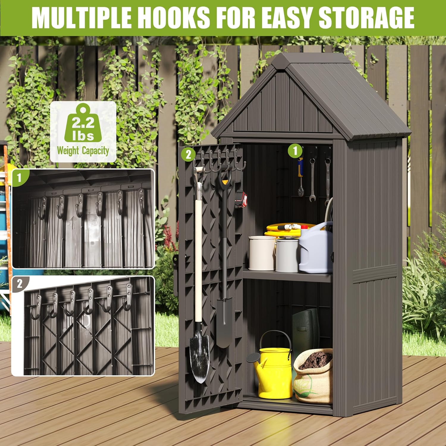 Ultimate Outdoor Storage Cabinet - Durable Resin Construction with Reinforced Floor, Adjustable Shelves & Lock for Security (Grey)