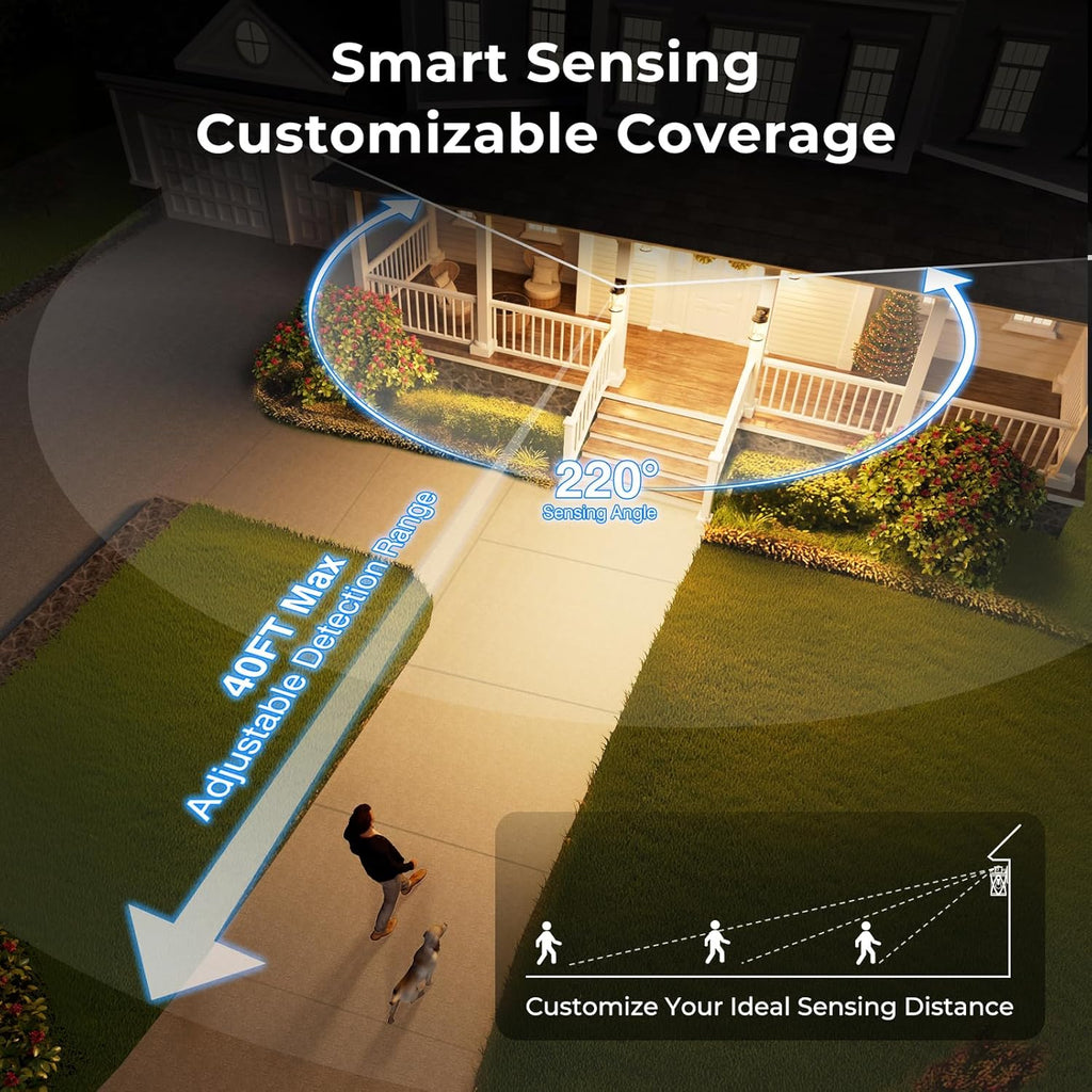 VIANIS Large Adjustable Sensitivity Motion Sensor Exterior Porch Lights, White Dusk to Dawn Outdoor Lighting, Anti-Rust Waterproof Front Porch Light for Garage, Front Door