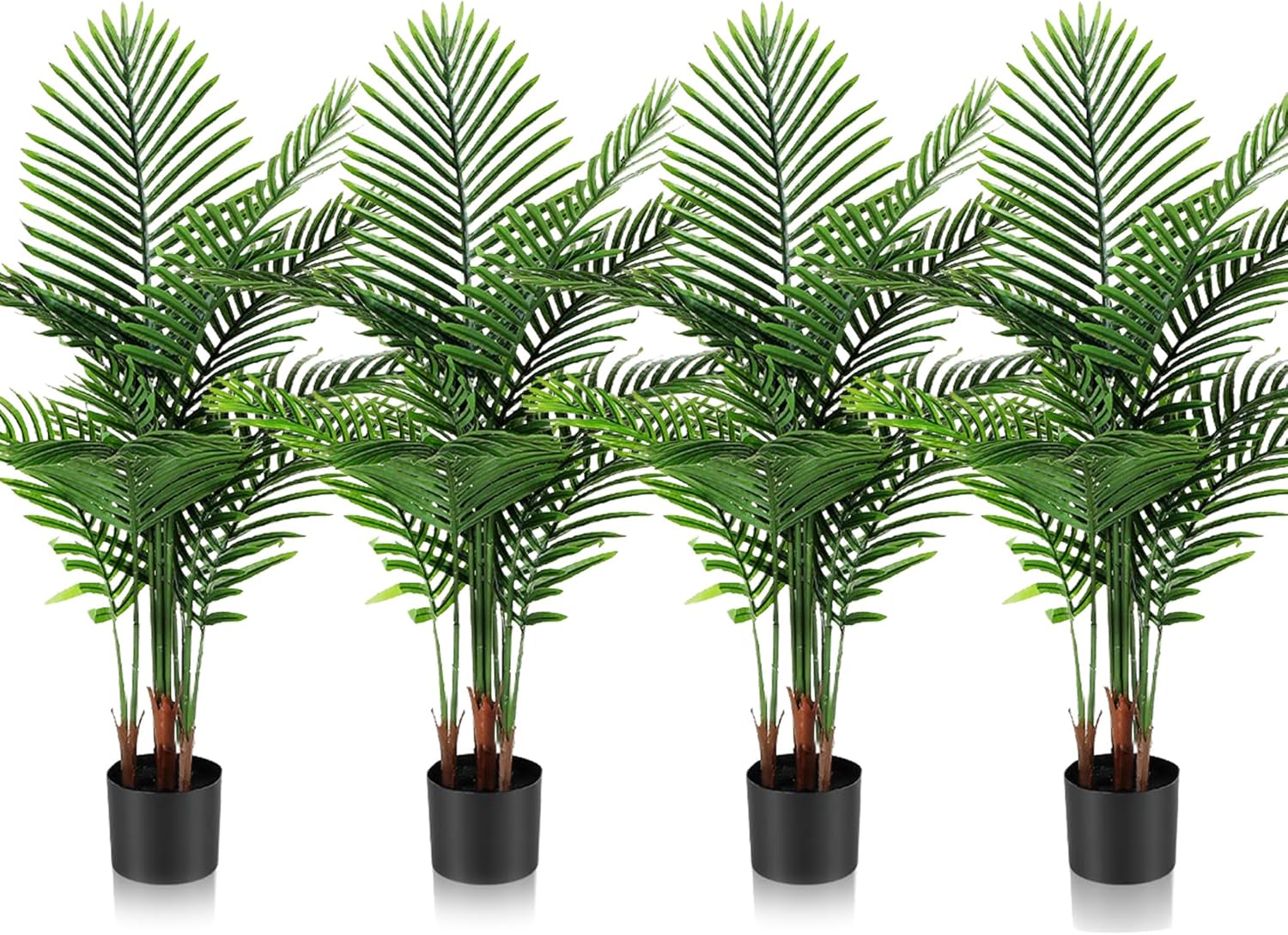 Jexine 4 Pack Artificial Palm Trees 3Ft, Fake Plants Fake Trees Artificial Areca Palm Plants for Outdoor Indoor Faux Tree in Pot for Pool Home Decor Office Housewarming Gift Modern Decoration
