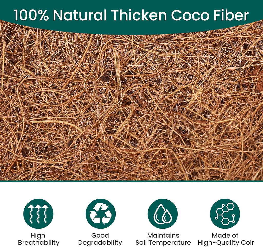 4 Packs 24 inch Hanging Basket Liner Trough Coco Coir Liner for Planter Replaceable Natural Coconut Fiber for Hanging Baskets Window Box Garden Fence Flower Pots Outdoor Indoor (4Pcs 24 inch)