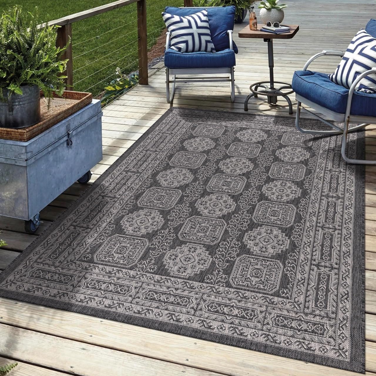 Keen Home Design Terrace Outdoor Area Rug - 9x12 Washable Indoor/Outdoor Rug for Patio, Kitchen, Balcony, Beach, Garden, Deck and Porch, Size: 8'10"x12'