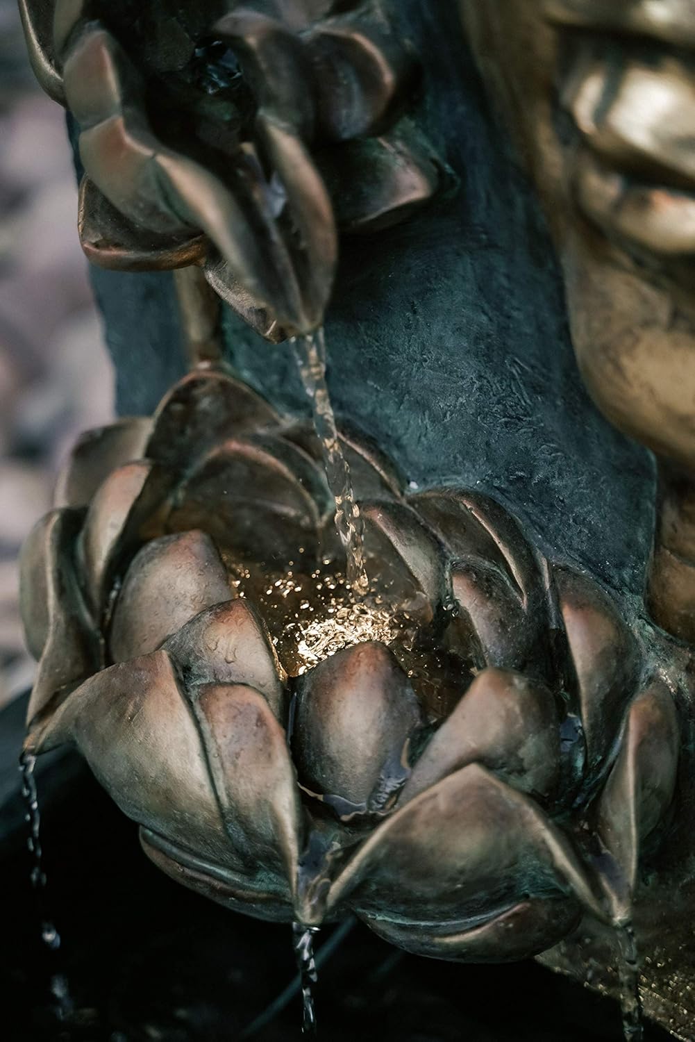 XBrand 30" Indoor/Outdoor Buddha Face Water Fountain with LED Light and Pump Zen Decor for Home, Office, Garden, and Patio