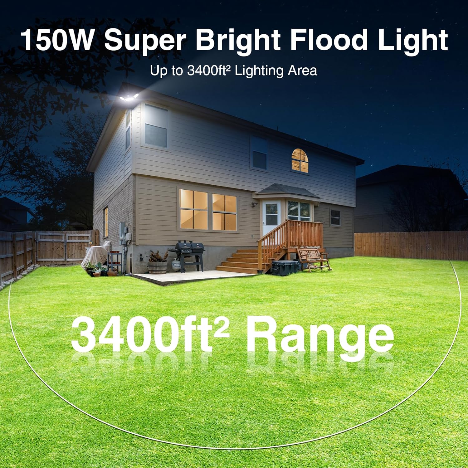 150W Motion Sensor Lights Outdoor for Outside, 15000LM LED Flood Lights Outdoor wired Dusk to Dawn, Exterior Security Floodlight Fixture Waterproof IP65, Outdoor Lighting for House, Garage 2 Pack