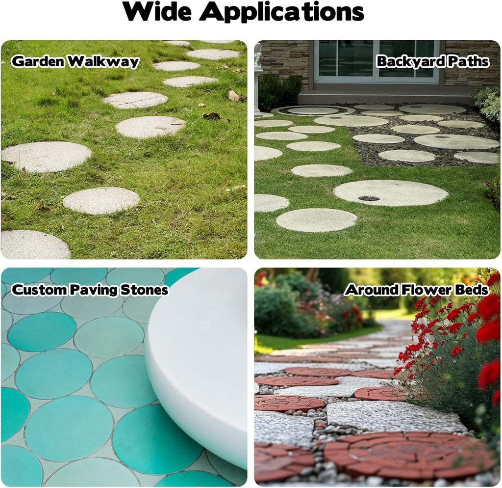 3 Size Round Stepping Stone Molds, 8.8''/10''/ 11.2'' Reusable Concrete Mold for Garden Stepping Stones Large Tray for Concrete and Stained Glass for Garden Walk Way