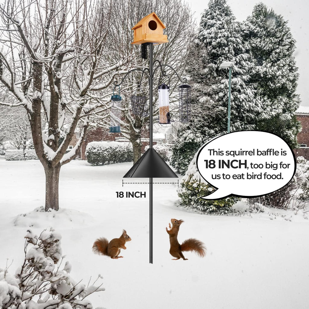 Bird Feeders Pole, House Pole 92 Inch, Adjustable Heavy Duty Feeder Stand Feeding Station with Sturdy Anchor Squirrel Proof Baffle for Watching (Bird Not Included)