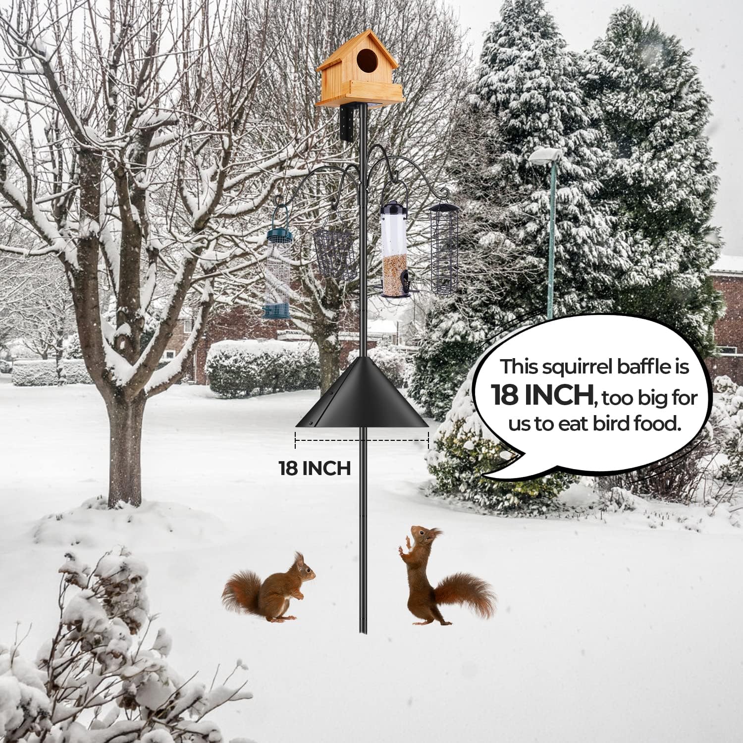 Bird Feeders Pole, House Pole 92 Inch, Adjustable Heavy Duty Feeder Stand Feeding Station with Sturdy Anchor Squirrel Proof Baffle for Watching (Bird Not Included)