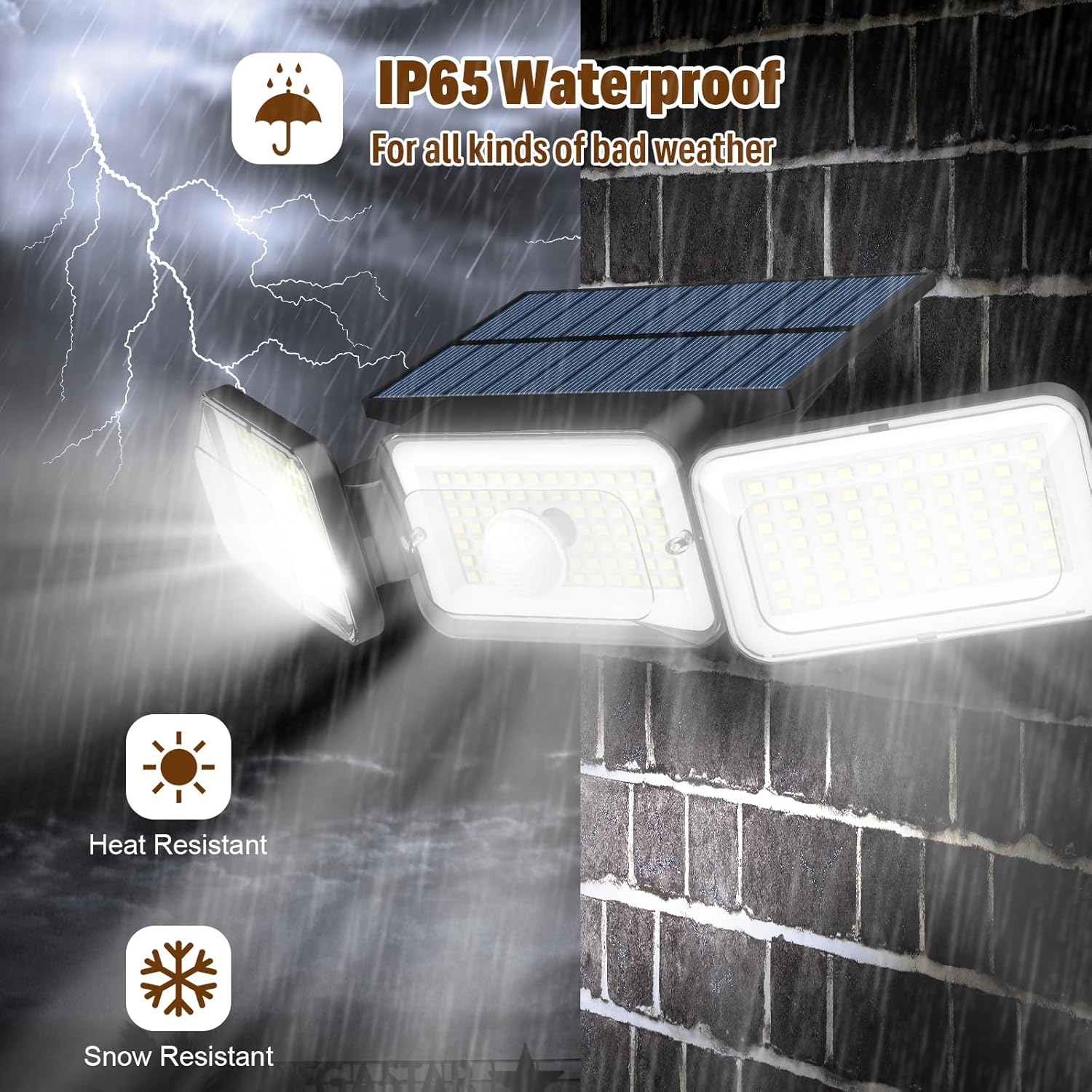 Solar Lights Outdoor Waterproof, Motion Sensor & Flood Outdoor Lights with Remote Control, 4 Adjustable Modes, 3000LM & 218 LED, High-Energy-Density Solar Panel-Monocrystalline Technology, 2 Pack