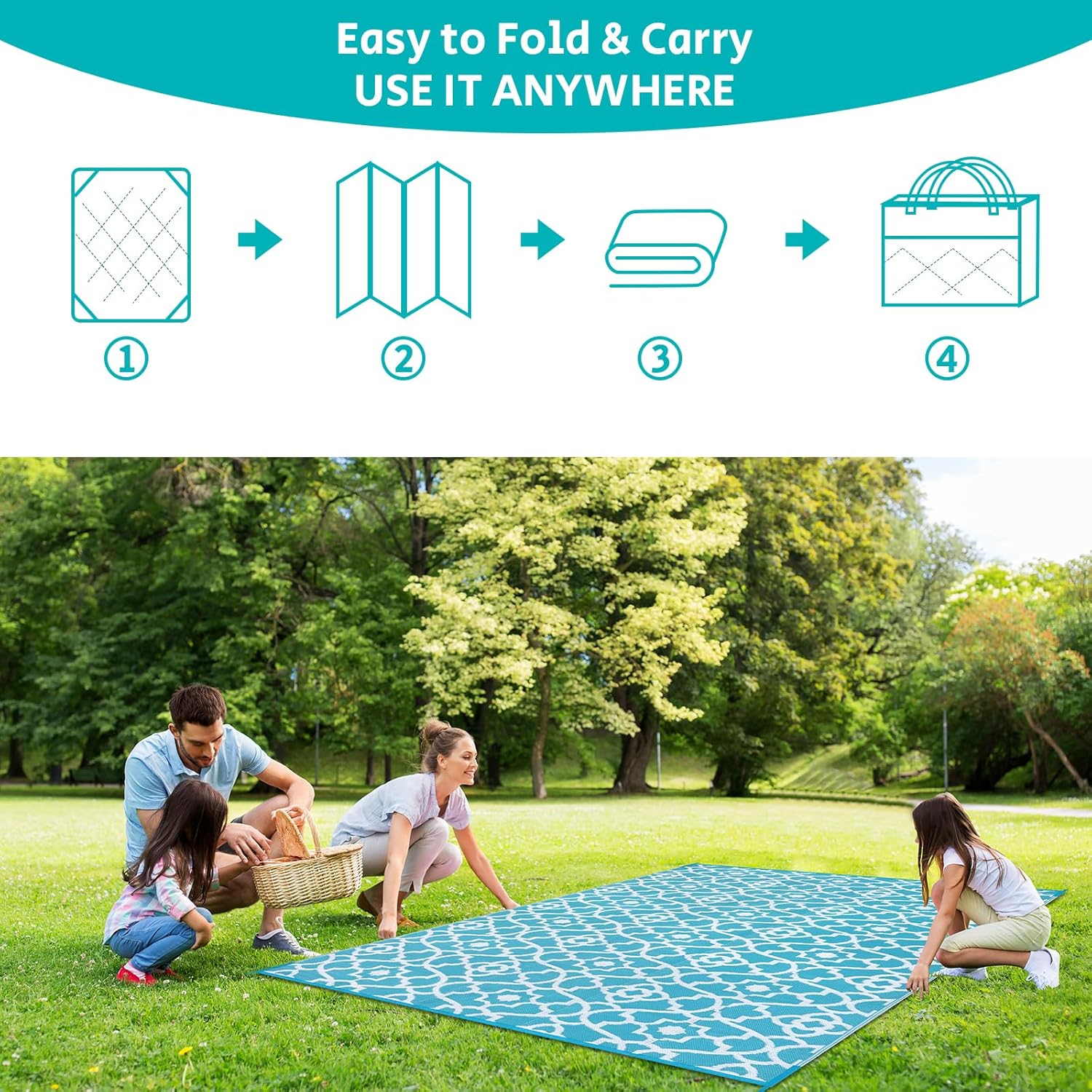 HEBE Outdoor Rug Waterproof 9x12, Plastic Straw Rug Camping Rug, Reversible Outdoor Patio Rugs RV Mat Clearance, Indoor Outside Floor Carpet for Porch,Deck,Camper,Balcony,Backyard