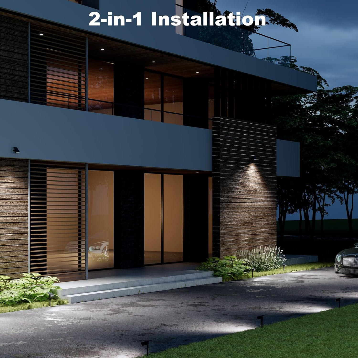 Solar Spot Lights Outdoor Waterproof IP65, 3 Lighting Modes Solar Outdoor Lights for Garden Yard Outside Landscape, 2 Pack