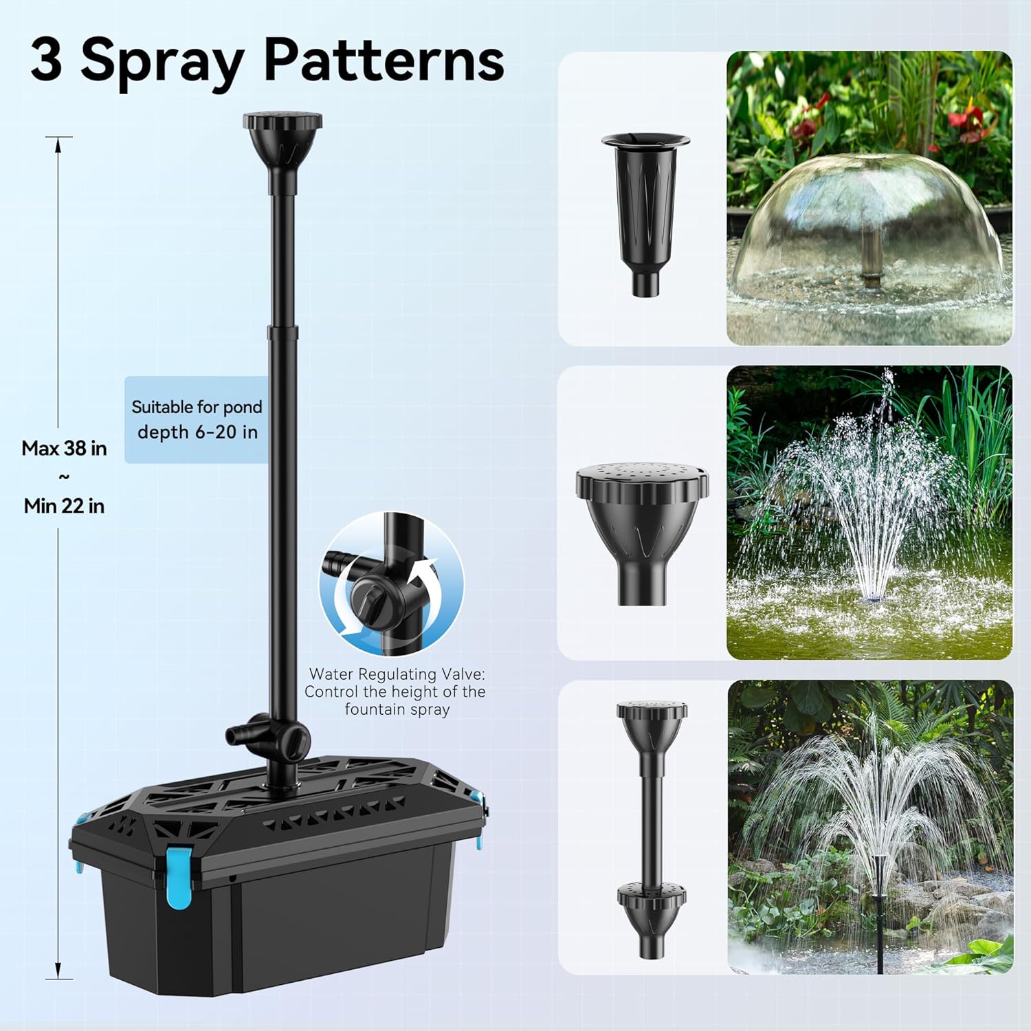 NFESOLAR Pond Filter Fountain with 50W Solar Panel, 580 GPH Water Pump, 10 FT Extension Cord, Solar Fountain Pump with Pond Filter Box Outdoor for Koi Ponds Water Feature Waterfall Pool