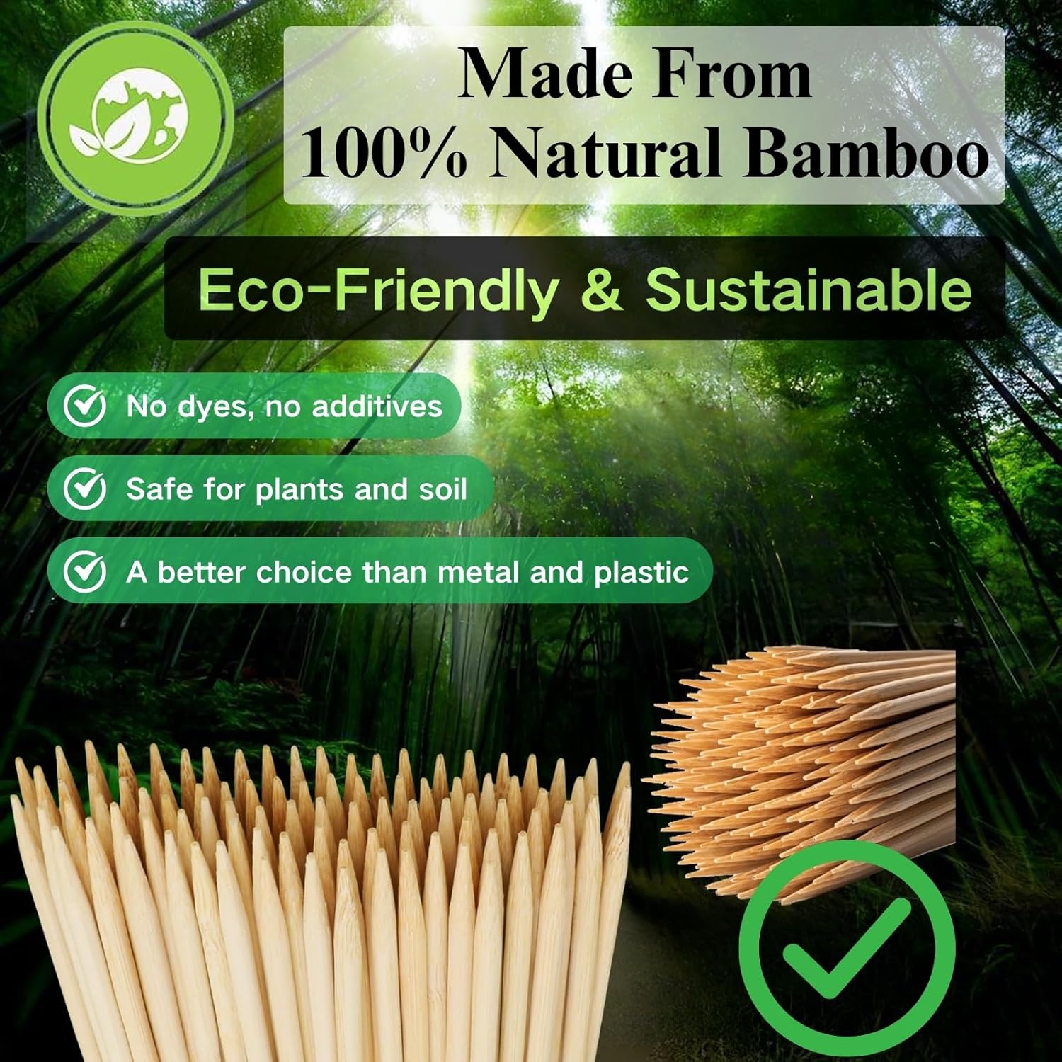 125 PCS 17.5 inch Bamboo Plant Stakes – Extra Thick 6.3mm Bamboo Sticks for Indoor & Outdoor Plants – Garden Stakes & Plant Support Stakes for Tomato, Flowers, Potted Plants & More – VESYMAN
