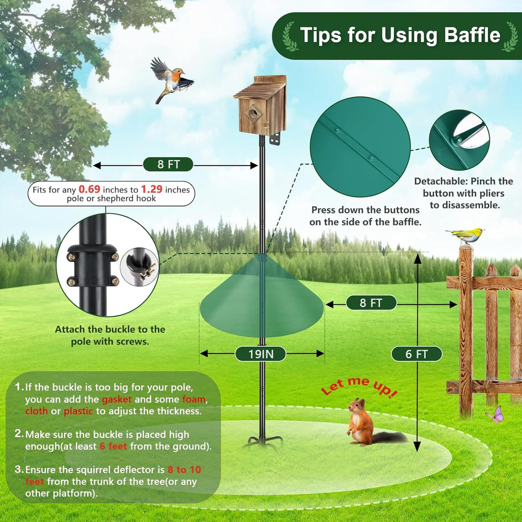 Gtongoko 19 Inch Squirrel Baffle for Bird Feeder Pole Squirrel Guards for Shepherds Hook Stopper for Bird Feeders Green 1 Pack
