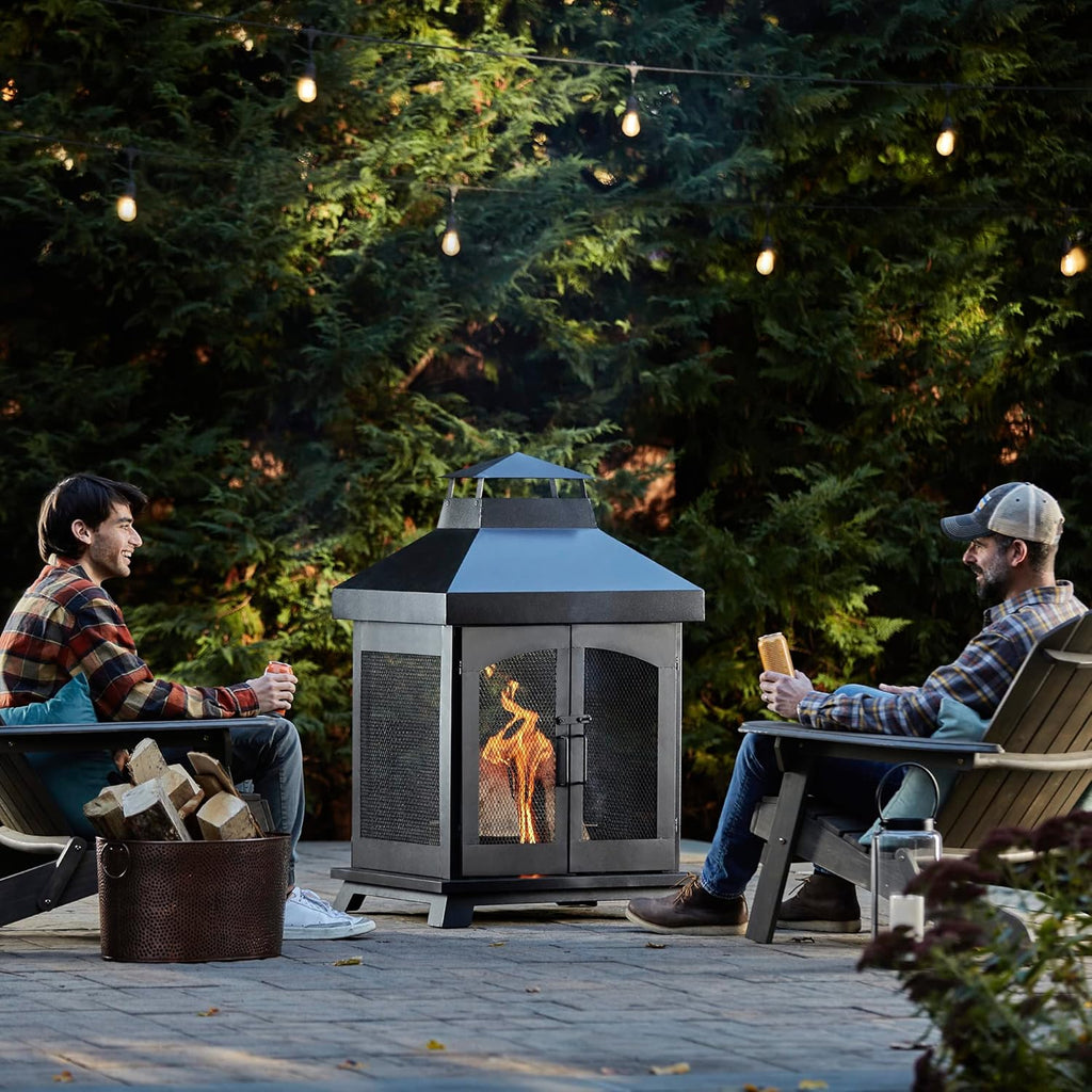 Endless Summer 45" Wood Burning Steel Outdoor Fireplace