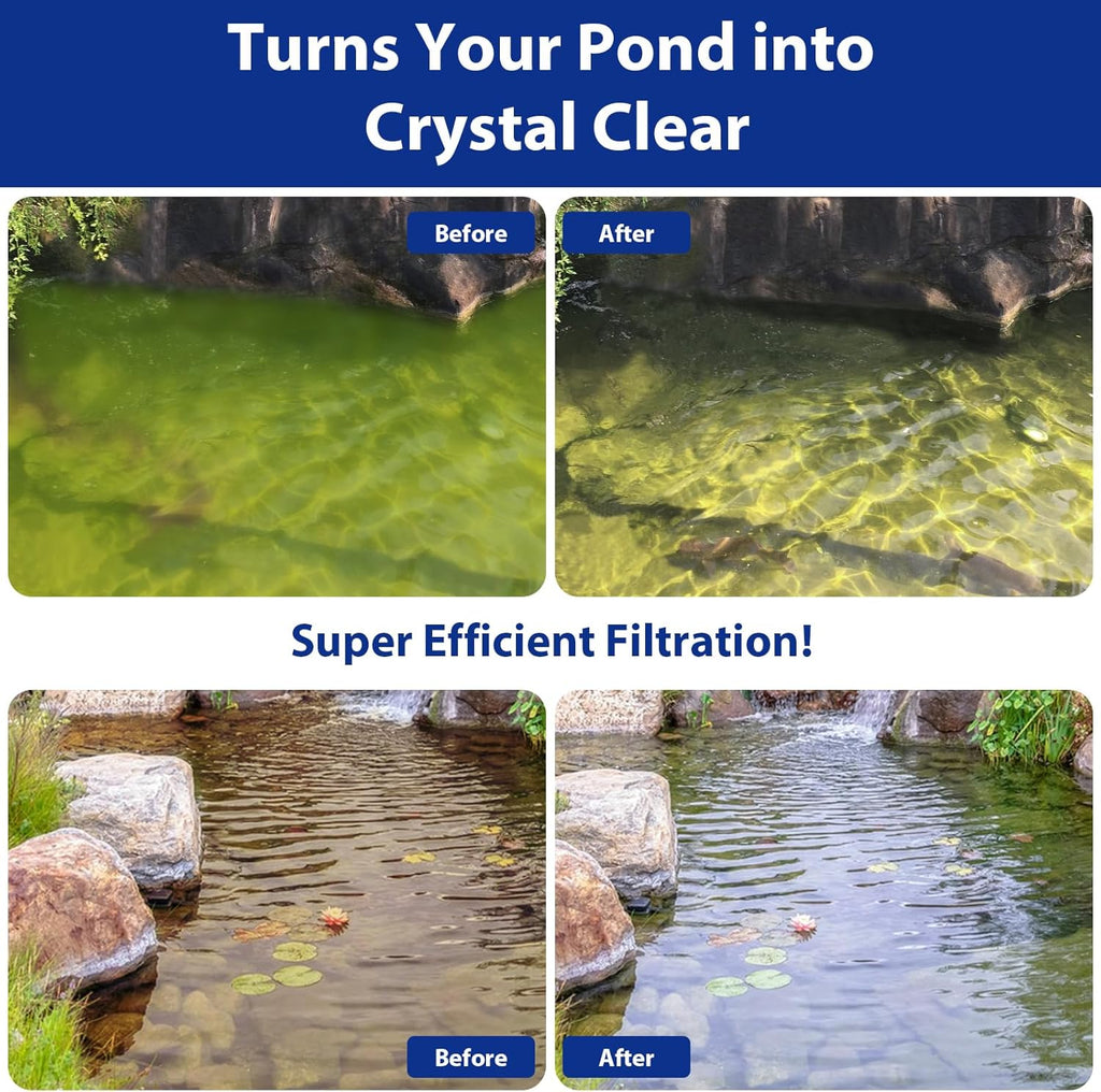 All-in-One Pond Filters for Outdoor Ponds 200-350 Gal, 400GPH Koi Pond Pump with 3 Spray Patterns, Pond Fountain Kit for Water Feature, Garden, Bird Baths, Upgradeable for LED and U - V Lamp