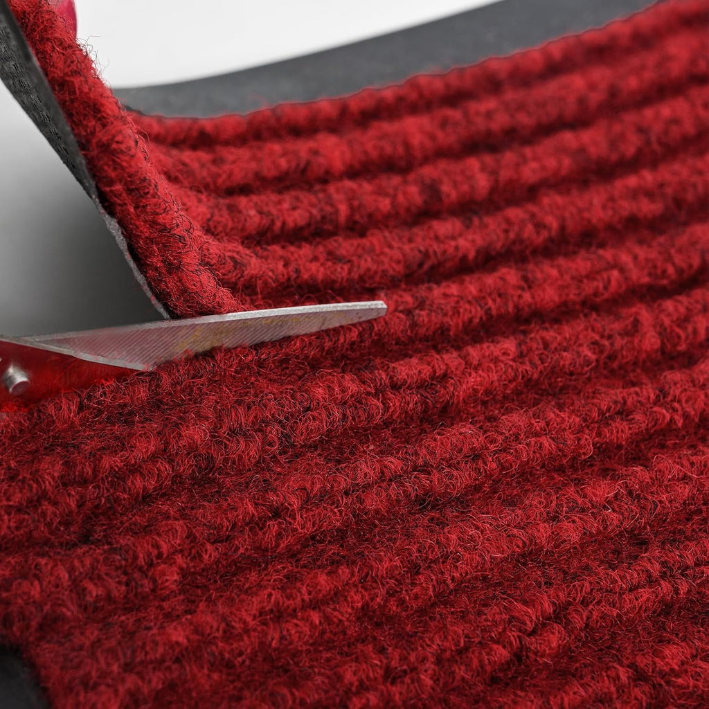 Rubber Door Mat About W3' ×L10' Heavy Duty Large Outdoor Indoor Mat Durable Entrance Doormat Waterproof Rubber Back Rugs for Home Entryway Patio Porch Office Business Areas (Wine Red)