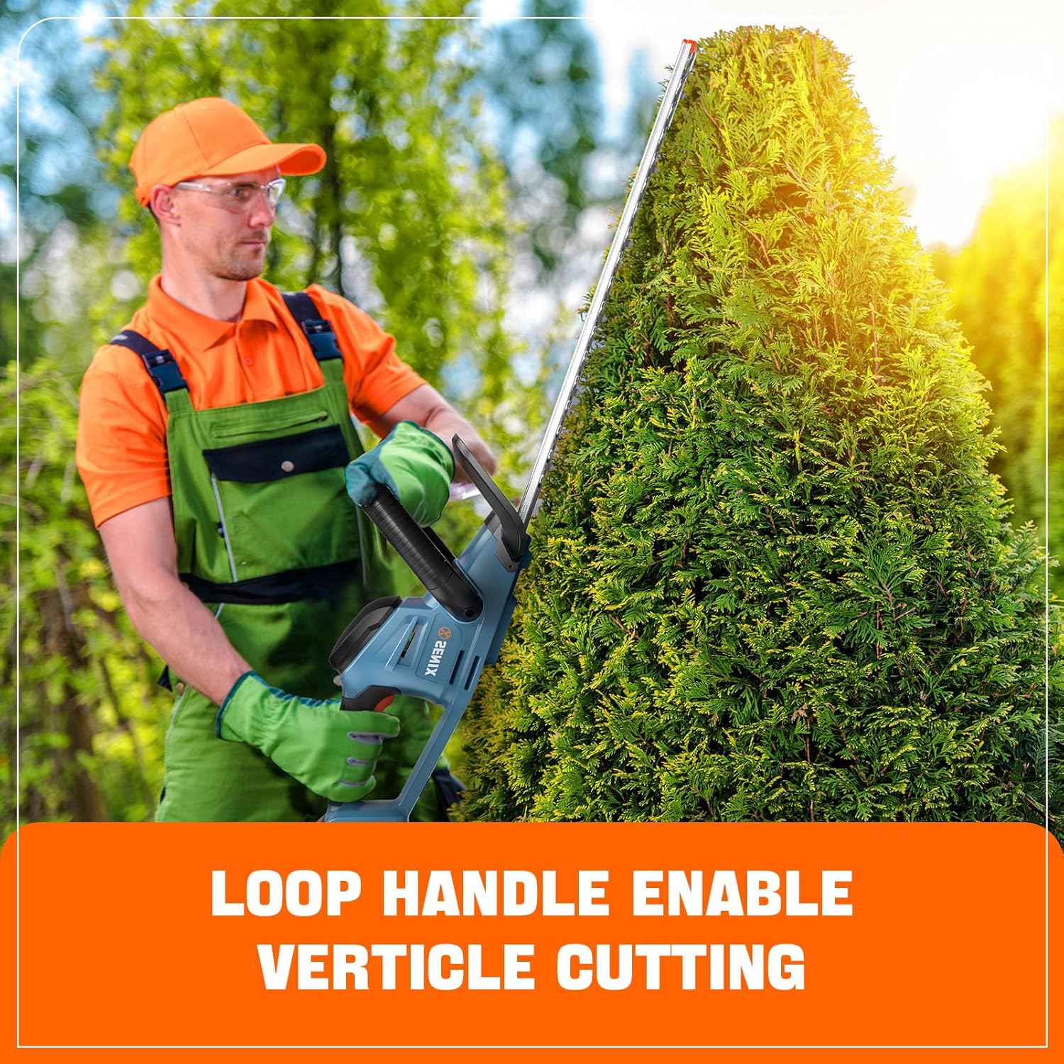 SENIX HTX2-M-0 X2 20 Volt Max* 18-Inch Battery Powered Cordless Hedge Trimmer with Brushless Motor, Double-Sided Dual Action Blades, 3/4" Cutting Capacity, Tool Only, Battery Not Included