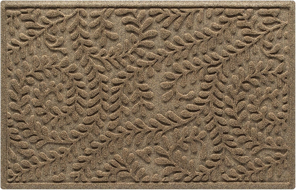 WaterHog Indoor/Outdoor Door Mat, 2' x 3' Made in USA, Durable & Skid-Resistant Front Door Rug, Decorative, Water-Trapping & Heavy-Duty Entryway Floor Mat For Your Home, Boxwood Collection Khaki/Camel