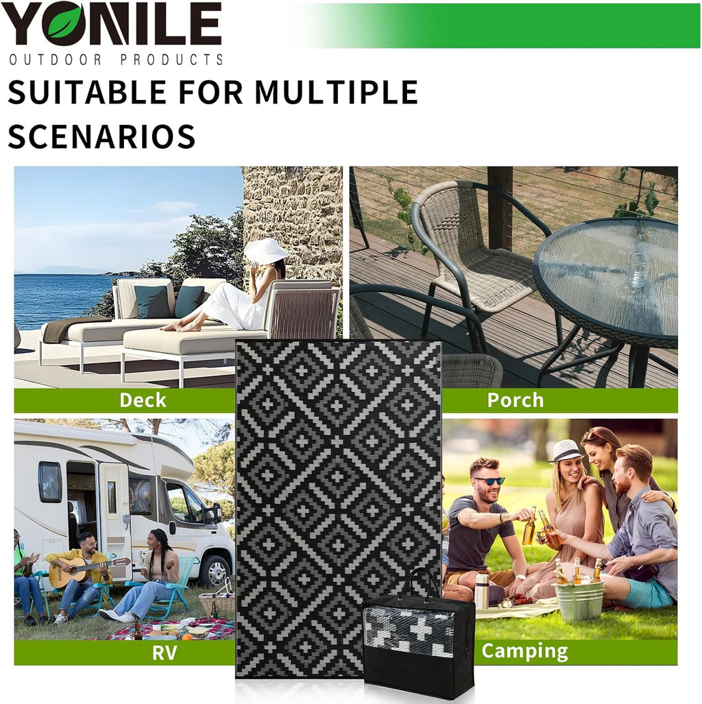 Outdoor Rug 5x8 ft Waterproof, Reversible Outdoor Plastic Straw Rug for Patios Clearance, Outdoor Area Rug Carpet RV Mat for Camping Backyard Deck Porch