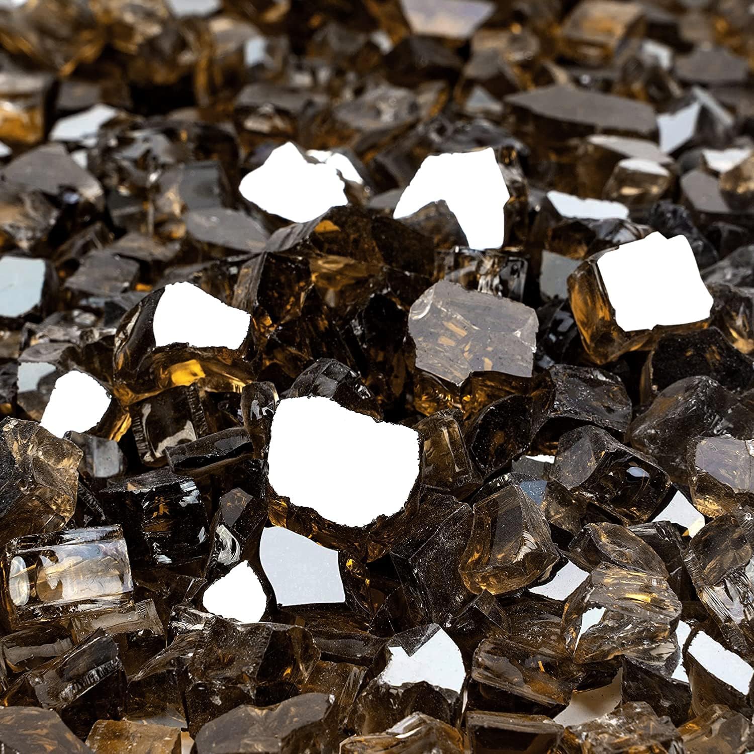 Mr. Fireglass 10 Pounds Fire Glass - 1/4 Inch High Luster Reflective Tempered Glass Rocks for Fireplace Fire Pit Table and Landscaping, Bronze