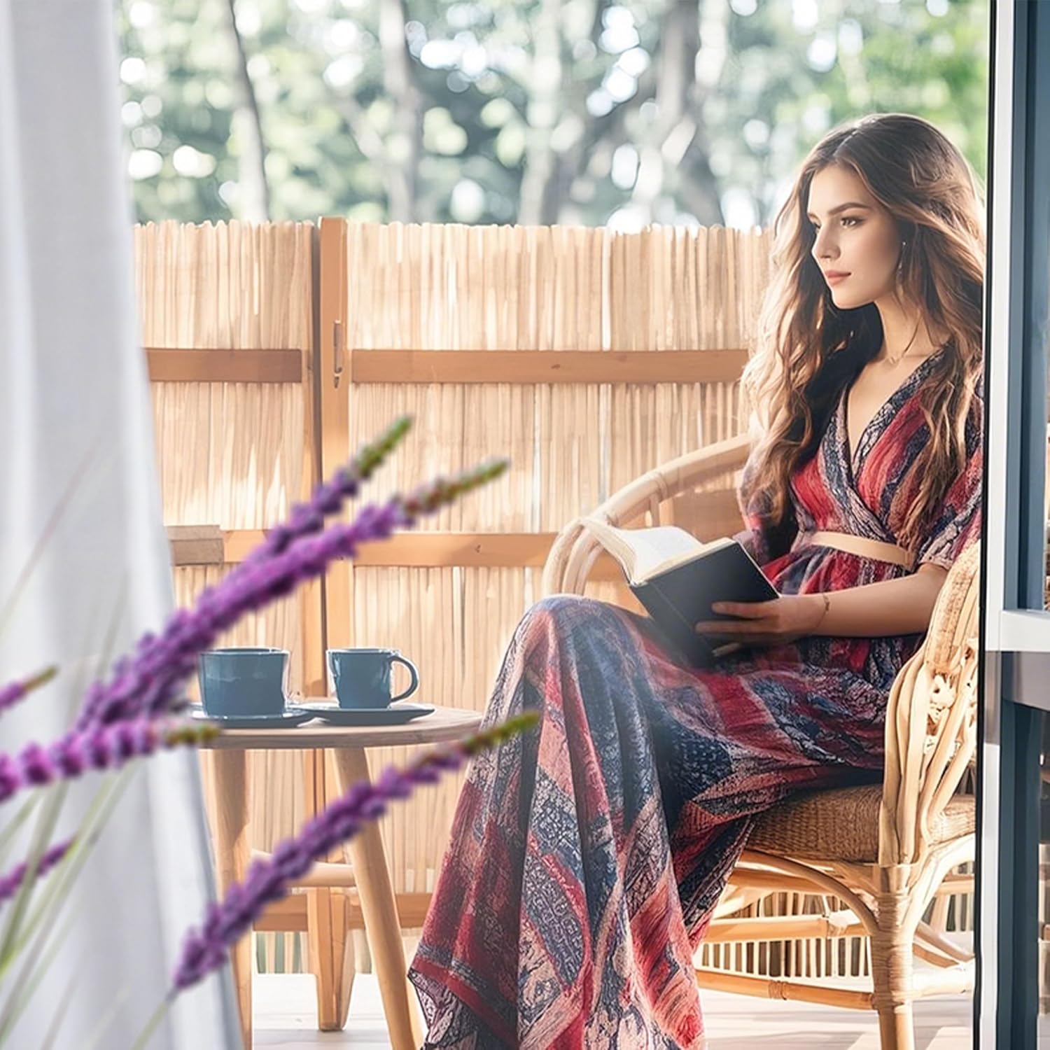 KOL 59in Artificial Veronica Spiked Speedwell Grass, 5ft Faux Veronica Spicata Flower, Tall Fake Reed Grass for Home Office Garden Wedding Décor, Indoor Outdoor Fake Plant, UV-Resistant, Purple