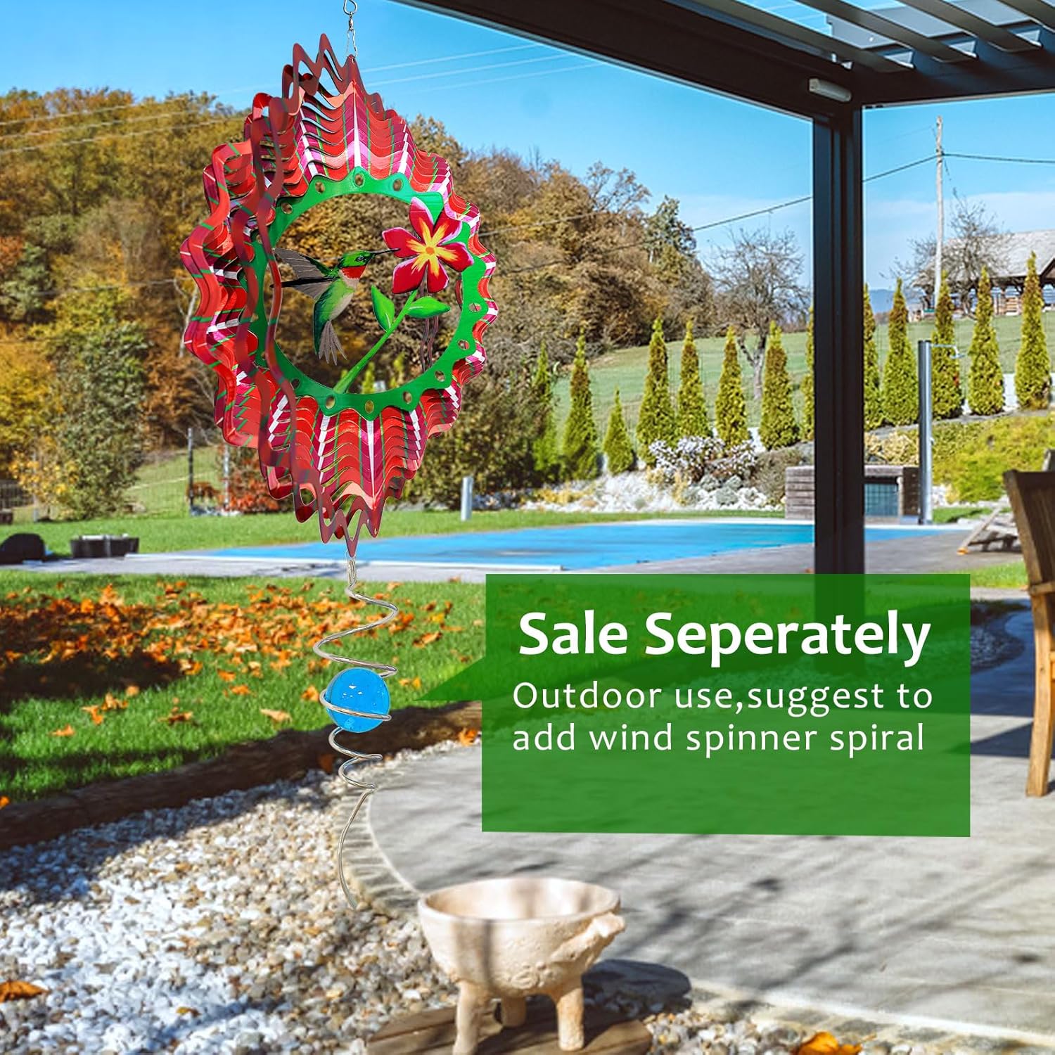 Goolyrusim Ruby-Throated Bird Wind Spinner, Hummingbird Wind Spinner for Yard and Garden, Hanging Wind Sculptures 3D Wind Catcher, Kinetic Metal Art Decorations Indoor/Outdoor Décor Ornament Gifts