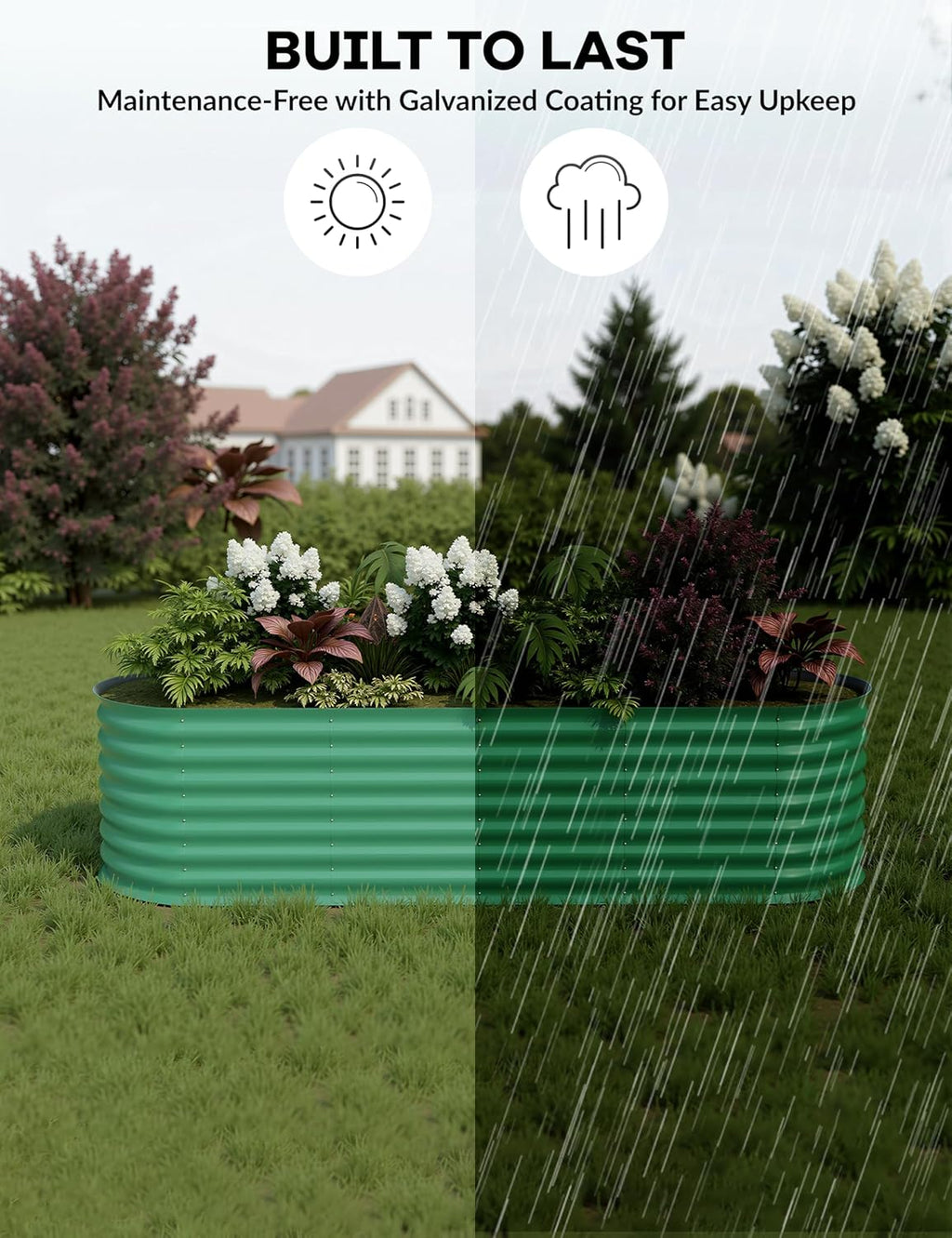 2 Pcs Raised Garden Beds Outdoor 8x4x2 ft - Galvanized Steel Planter Box for Vegetables, Flowers, Rust-Resistant Garden Box, Easy Assembly Raised Beds, Durable Planters for Outdoor Plants, Green