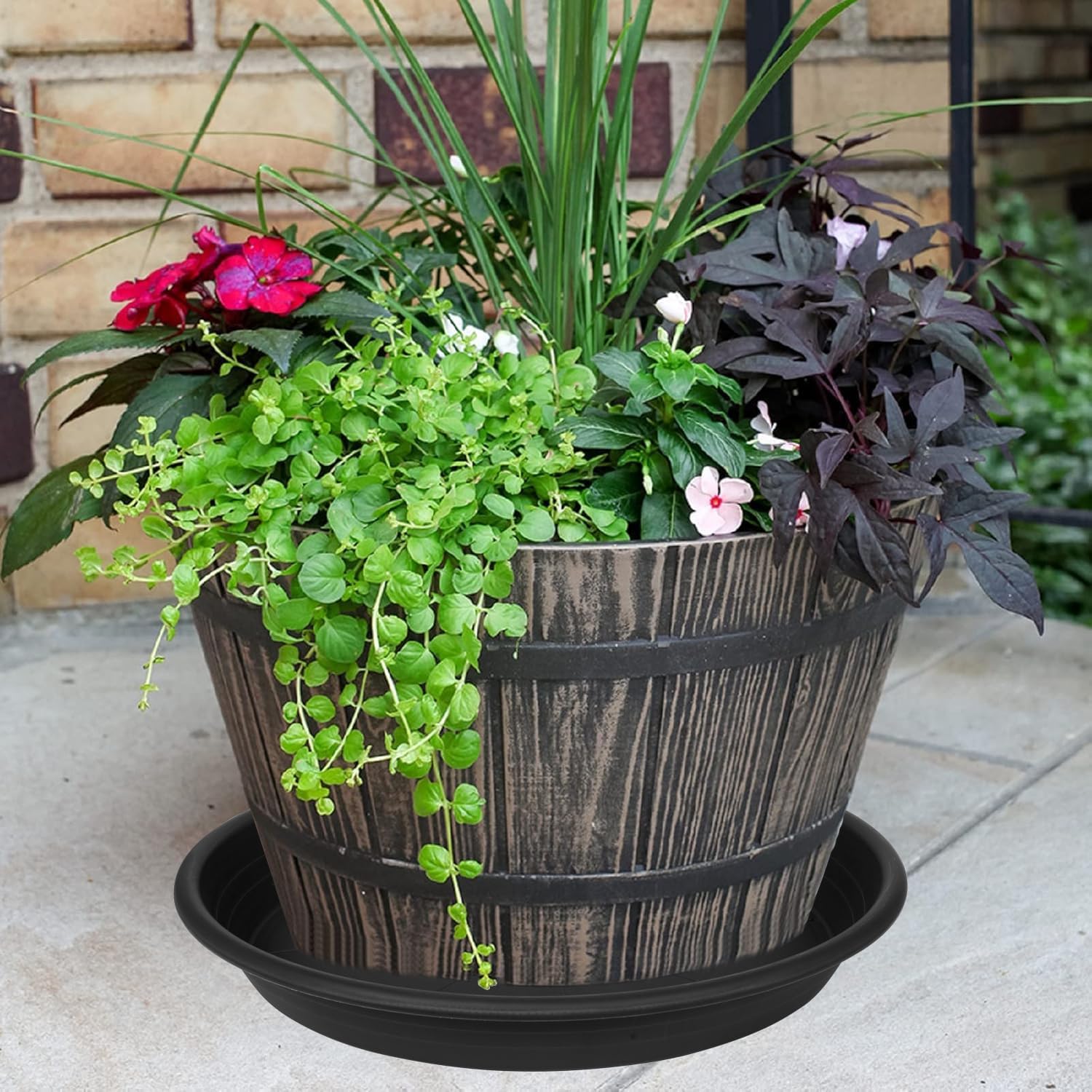 1 Pack of 26 inch Plant Saucer, Large Plant Tray, Heavy Sturdy Plant Drainage Tray for Indoors, Bird Bath Bowls, Sturdy Plastic Pot Tray for Planter (Black)