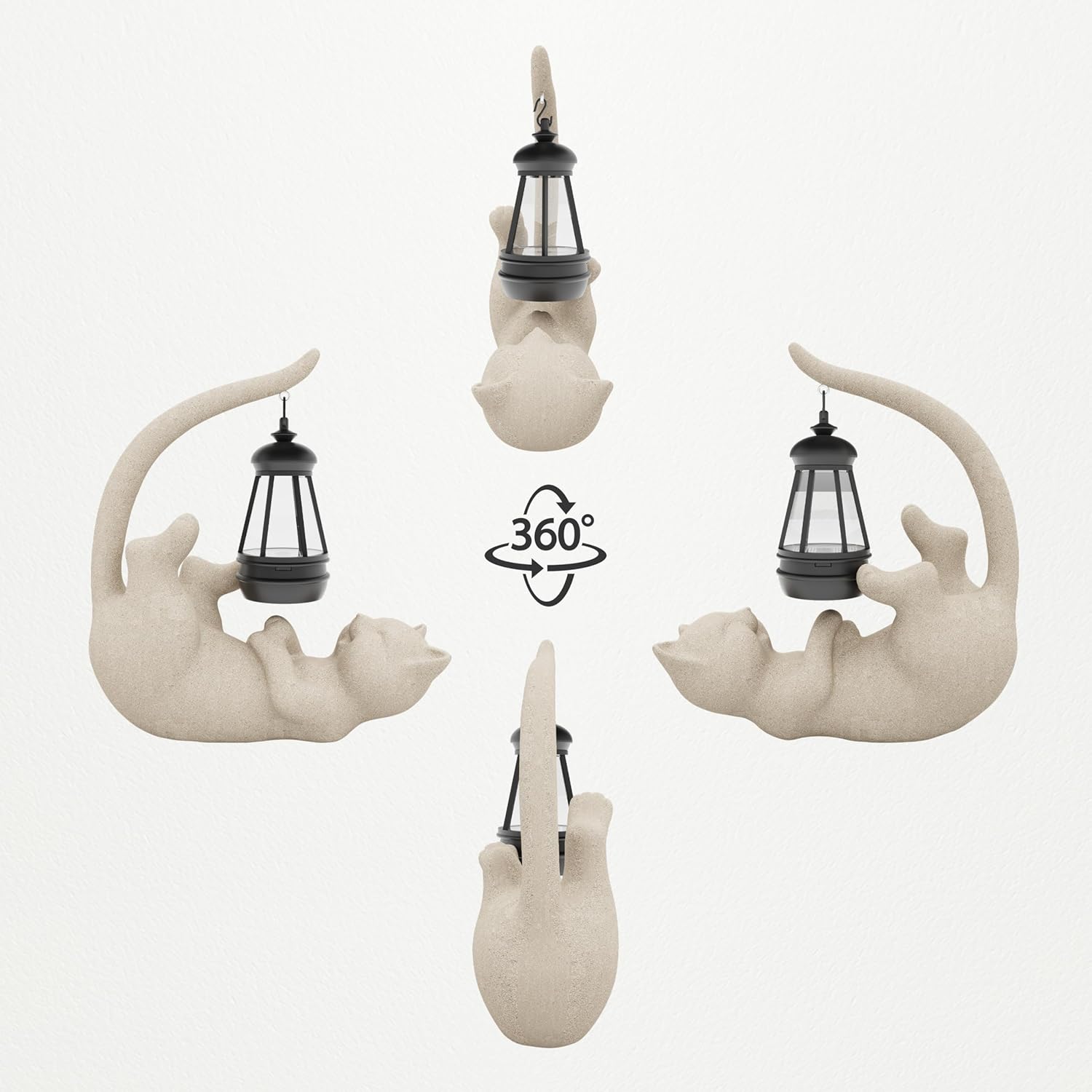 Solar Cat Garden Statue 10 Inch Porch Patio Decor for Outside Yard Decoration Outdoor Unique Housewarming Gardening Birthday Gifts for Cat Lovers Women Grandma