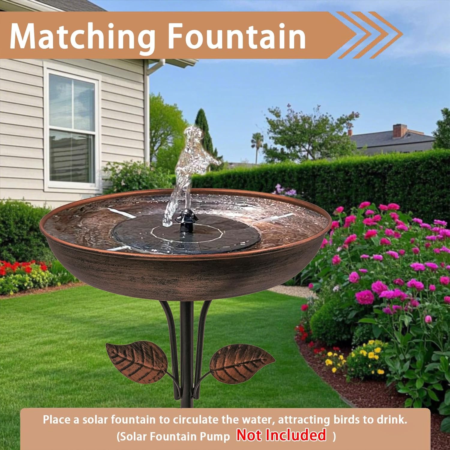 Metal Bird Bath for Outdoors, 12" Dia Bowl with Stable Upgrades Stake Birdbaths Garden Yard Lawn Decor 0.7 Gallon