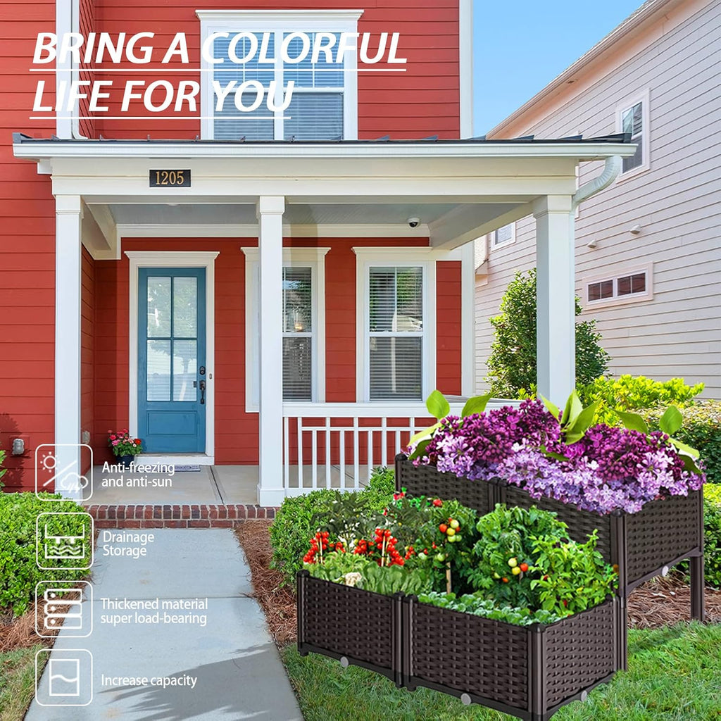 Raised Garden Bed with Legs, Elevated Plastic Planter Box for Outdoor Plants, Flowers, Vegetables and Herbs