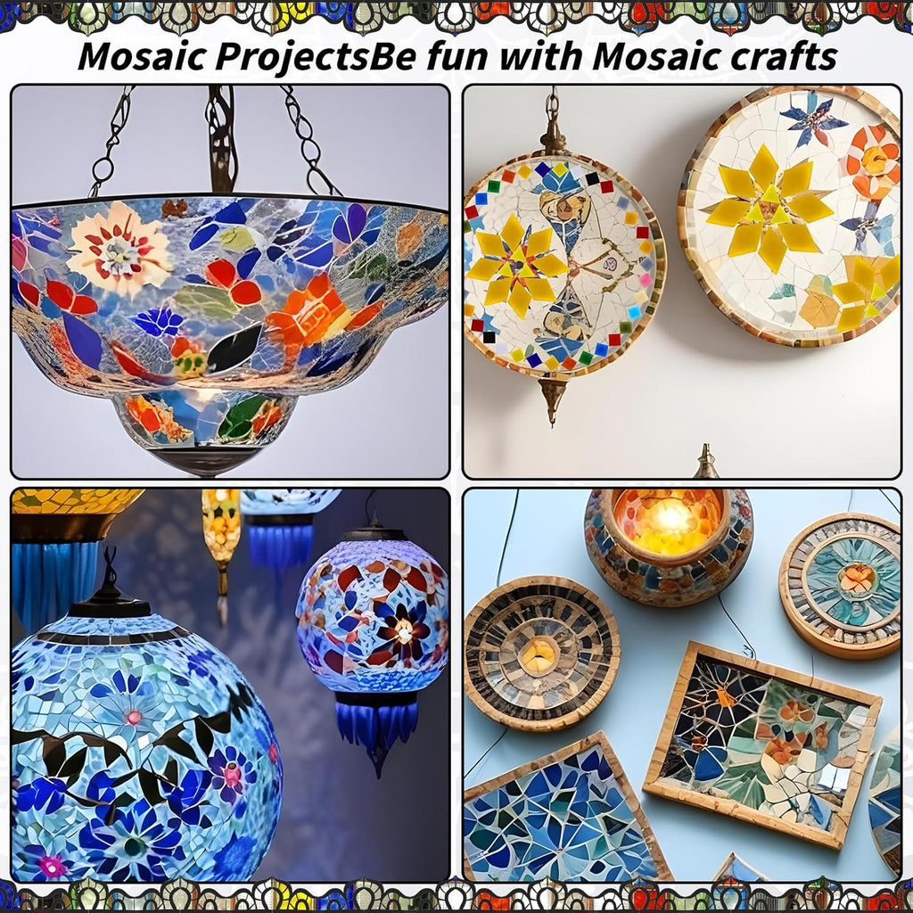 2400 Pcs Mosaic Tiles, Glass Mosaic Tiles for Crafts Bulk, Assorted Color Stained Mosaic Glass Pieces, Mosaic Supplies for Home Decoration, Art Crafts, DIY Projects, Opaque