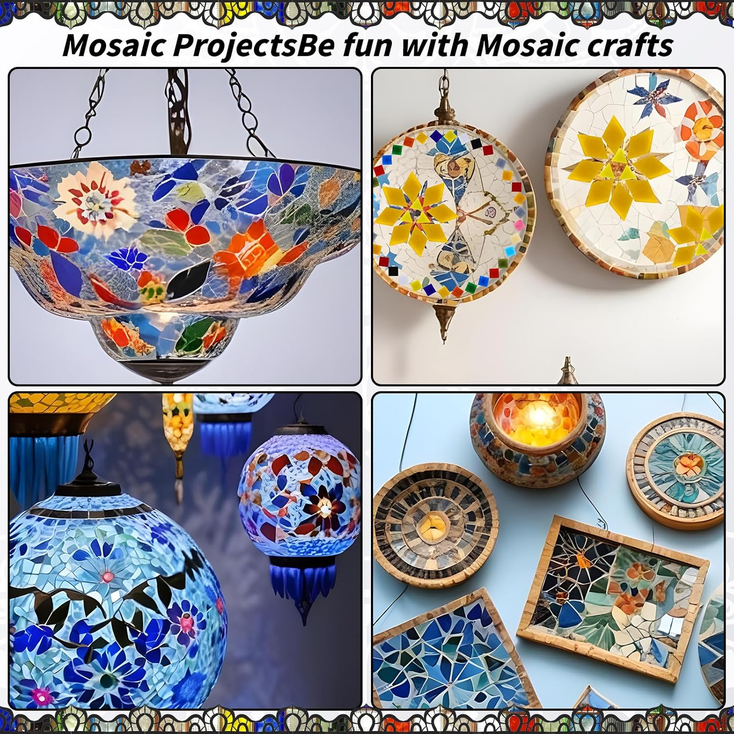 2400 Pcs Mosaic Tiles, Glass Mosaic Tiles for Crafts Bulk, Assorted Color Stained Mosaic Glass Pieces, Mosaic Supplies for Home Decoration, Art Crafts, DIY Projects, Opaque