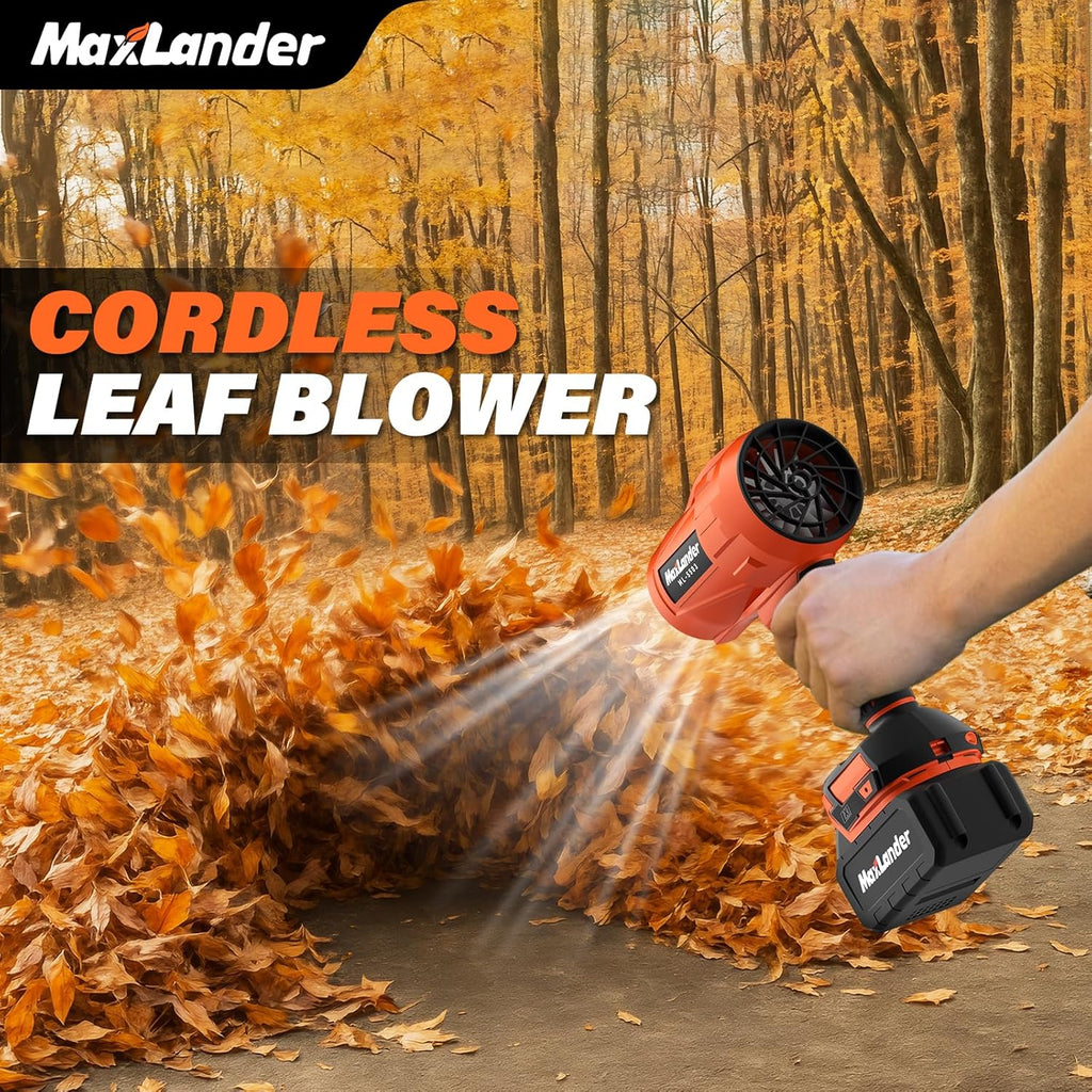 Leaf Blower Cordless, 21V Electric Handheld Leaf Blower with 2x3.0Ah Battery and Charger, Adjustable Speed for Lawn Care, Patio Cleaning, Blowing Leaves and Dust