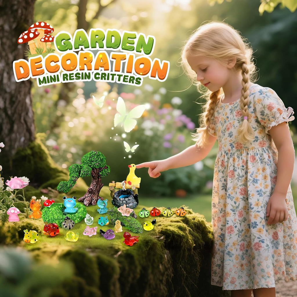 168 Pcs Mini Resin Animals Tiny Resin Animals Mini Ducks Miniature Little Small Figurines Glow in The Dark for Dollhouse Fairy Garden Accessories DIY Hide Crafts Potted Plant Aquarium Decor