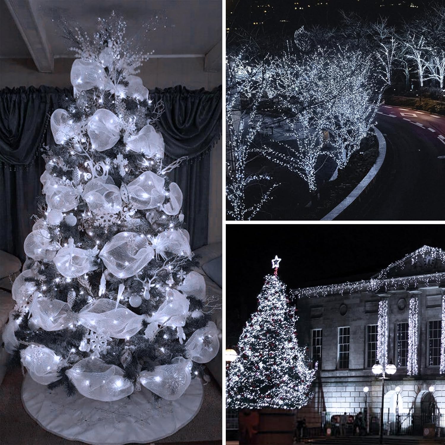 Upgrade Solar String Lights for Outside 2 Pack Total 180FT 500LED String Lights Outdoor with 8 Modes, IP65 Waterproof Outdoor Solar Twinkle Lights, Garden Tree Party Christmas Decorations, Cool White