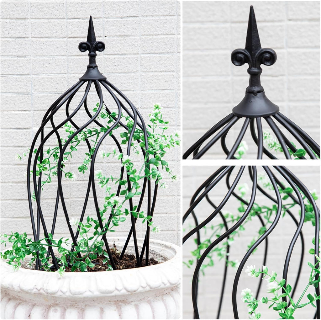 23-Inch Metal Obelisk Trellis for Climbing Plants | Sturdy Iron Design, Ideal for Outdoor Roses and Potted Vines | Easy Assembly, Compact Vertical Garden Decor for Indoor & Outdoor Use