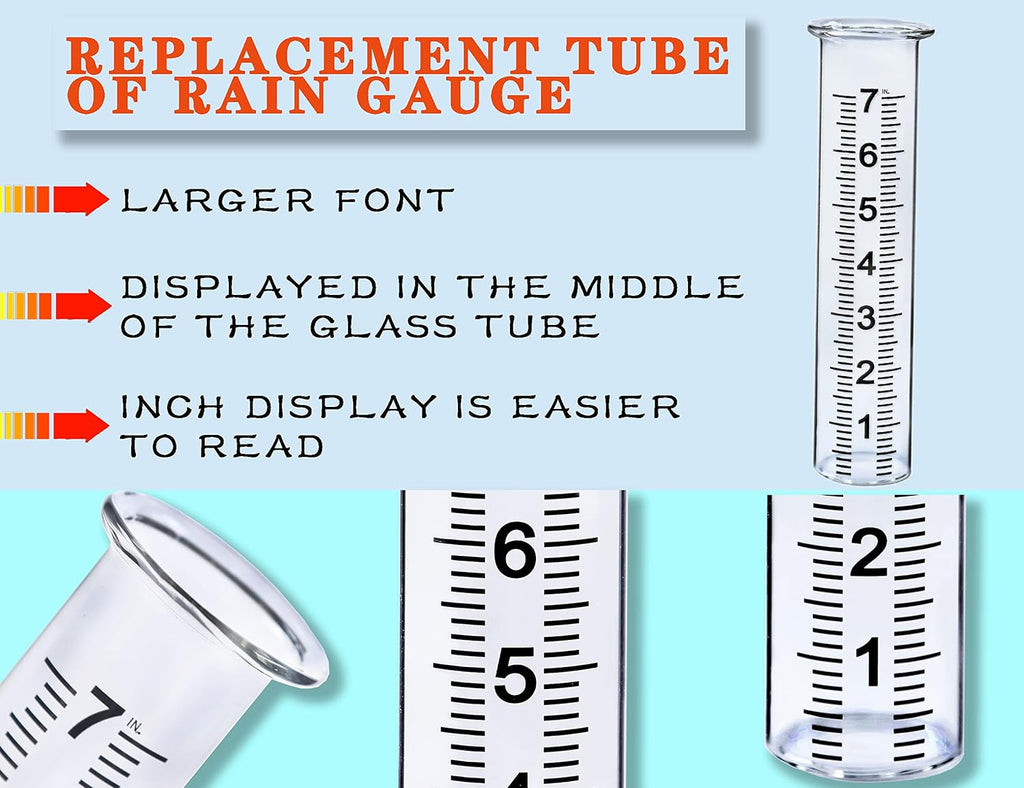 JMBay rain Gauge Replacement Tube Glass, 7 inch Glass rain Gauge Replacement Tube with Lip, rain Gauge Tube Outdoor for Yard Garden, with Clean Tube Brush, Best Rated,2 Packs