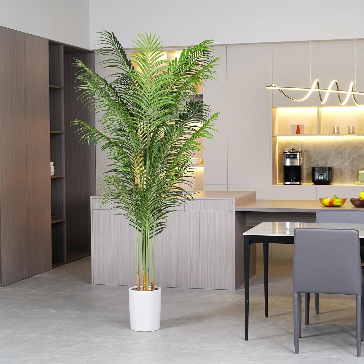 Artificial Palm Tree 7.2Ft Tall Large Fake Plant Indoor Decorative Faux Silk Green Potted Plants for Office Living Room Outdoor Home Decor (2 Pack)