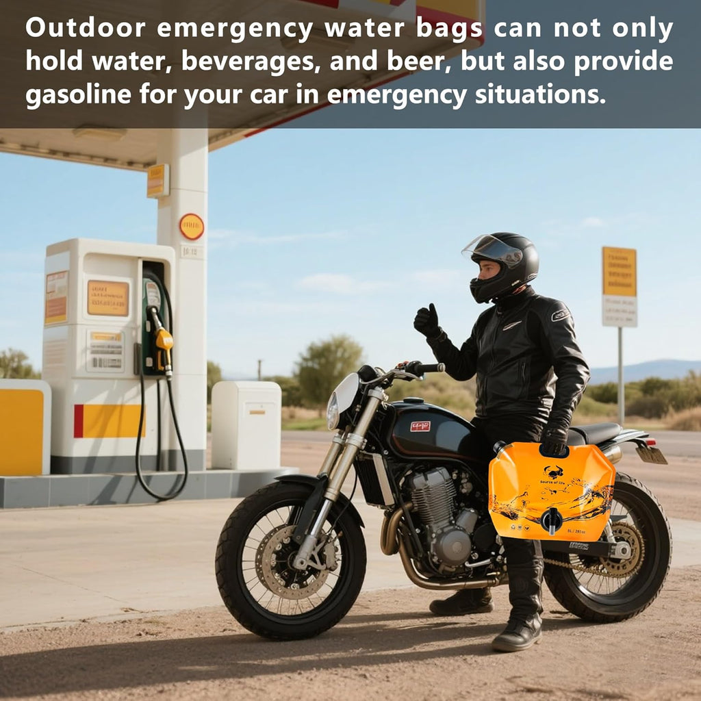 Collapsible 8L Water Storage Bag, BPA-Free Portable Folding Water Jug with Adjustable Faucet, Leakproof Emergency Water Bag for Camping, Hiking, Riding, Outdoor Sport (Orange, 4)